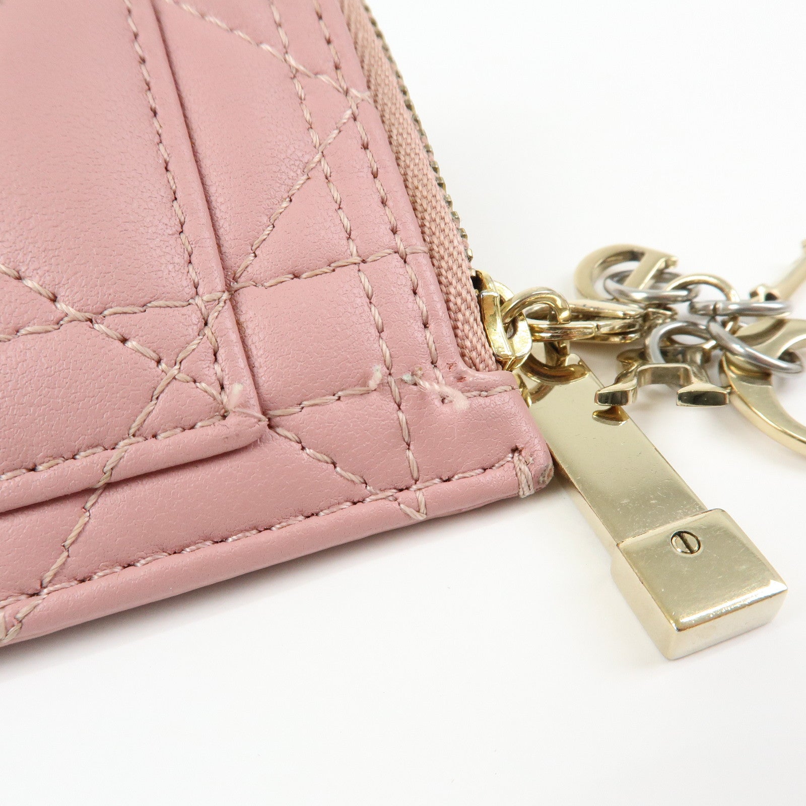 Christian Dior Lady Dior Cosmos Cannage Lambskin Card Case Pink