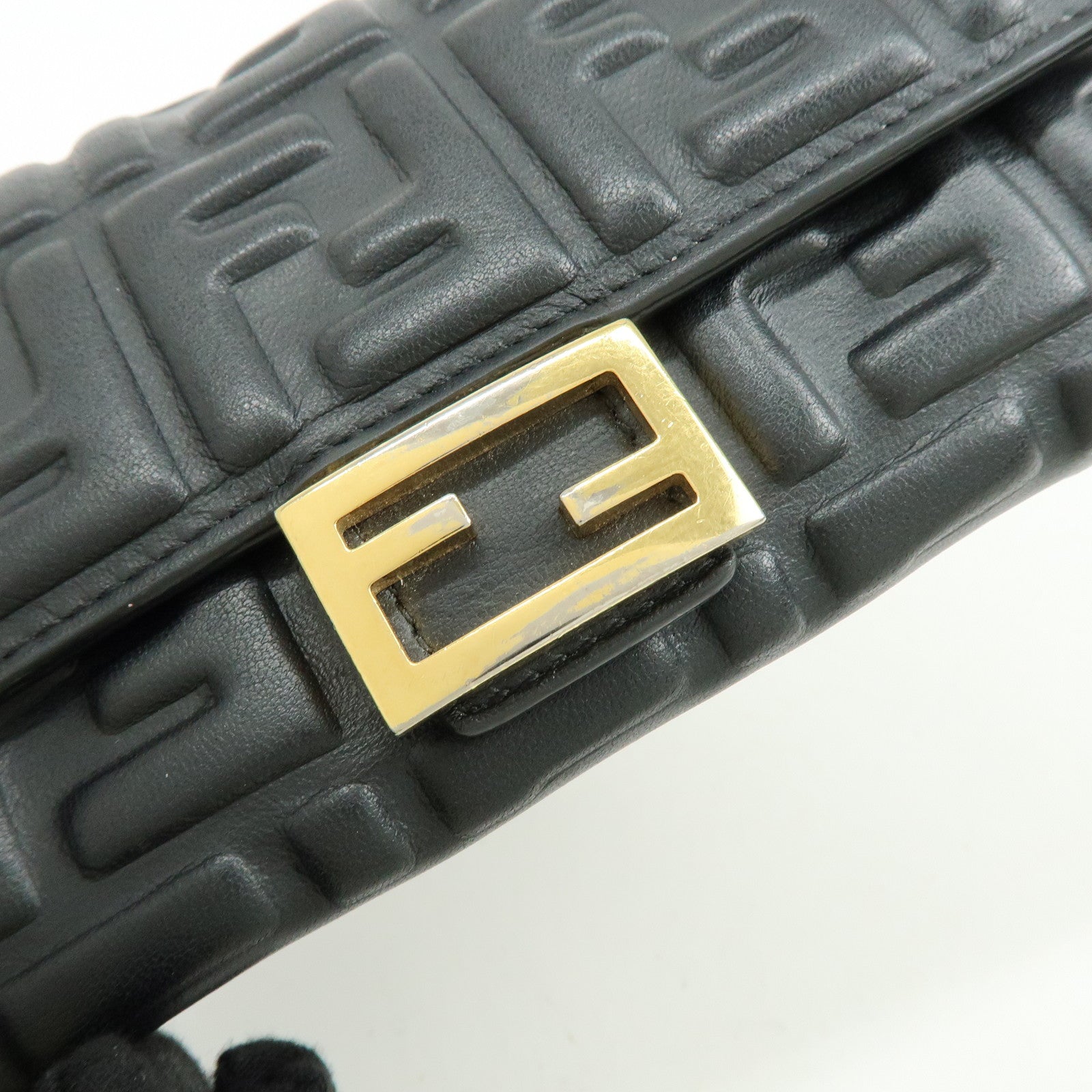 FENDI Zucca Leather Continental Long Wallet Black 8M0251