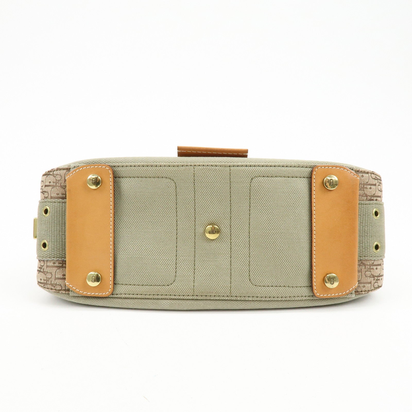 Christian Dior Street Chic Canvas Leather Shoulder Bag Khaki Camel