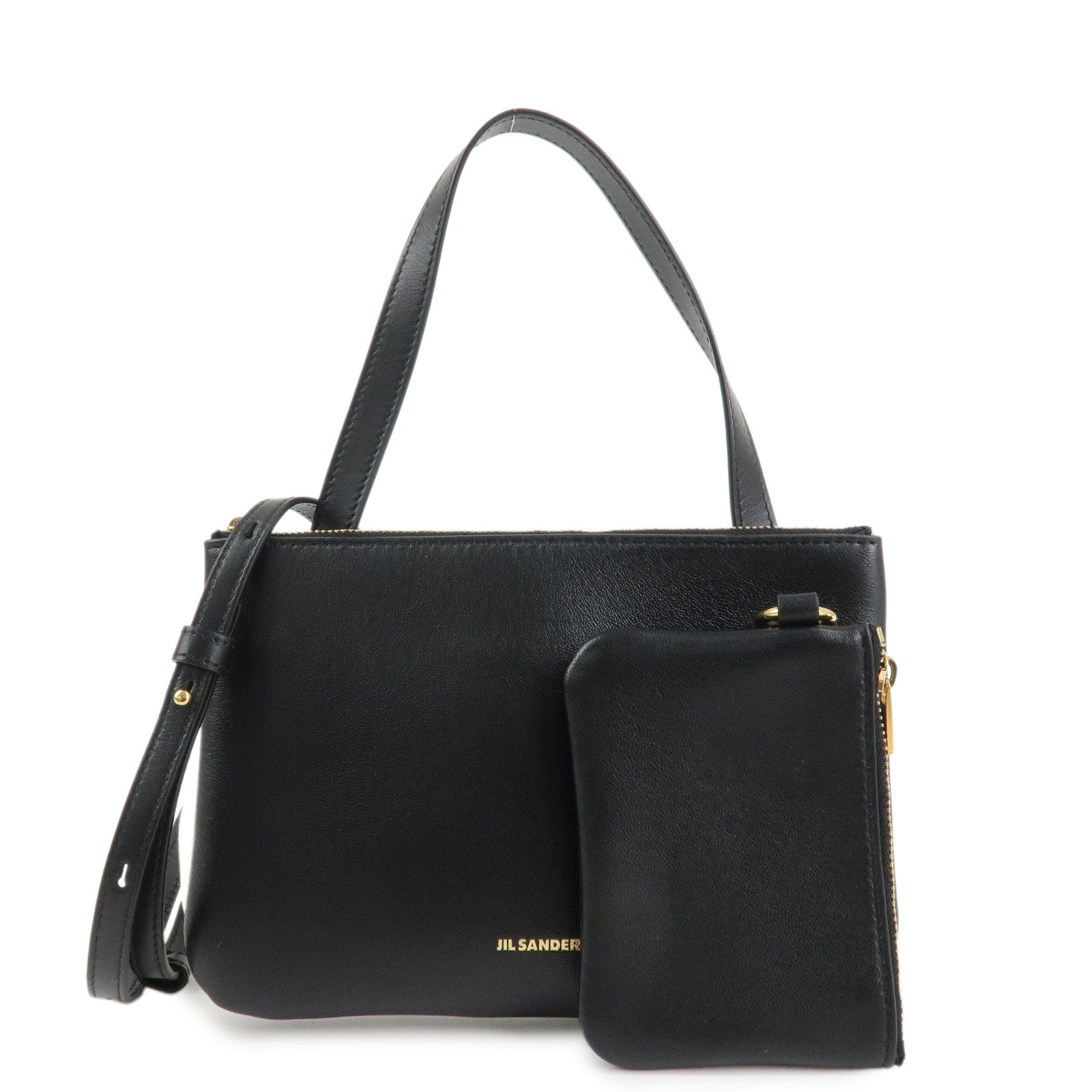 JIL SANDER Leather 2Way Shoulder Hand Bag Black J08WG0009P Used