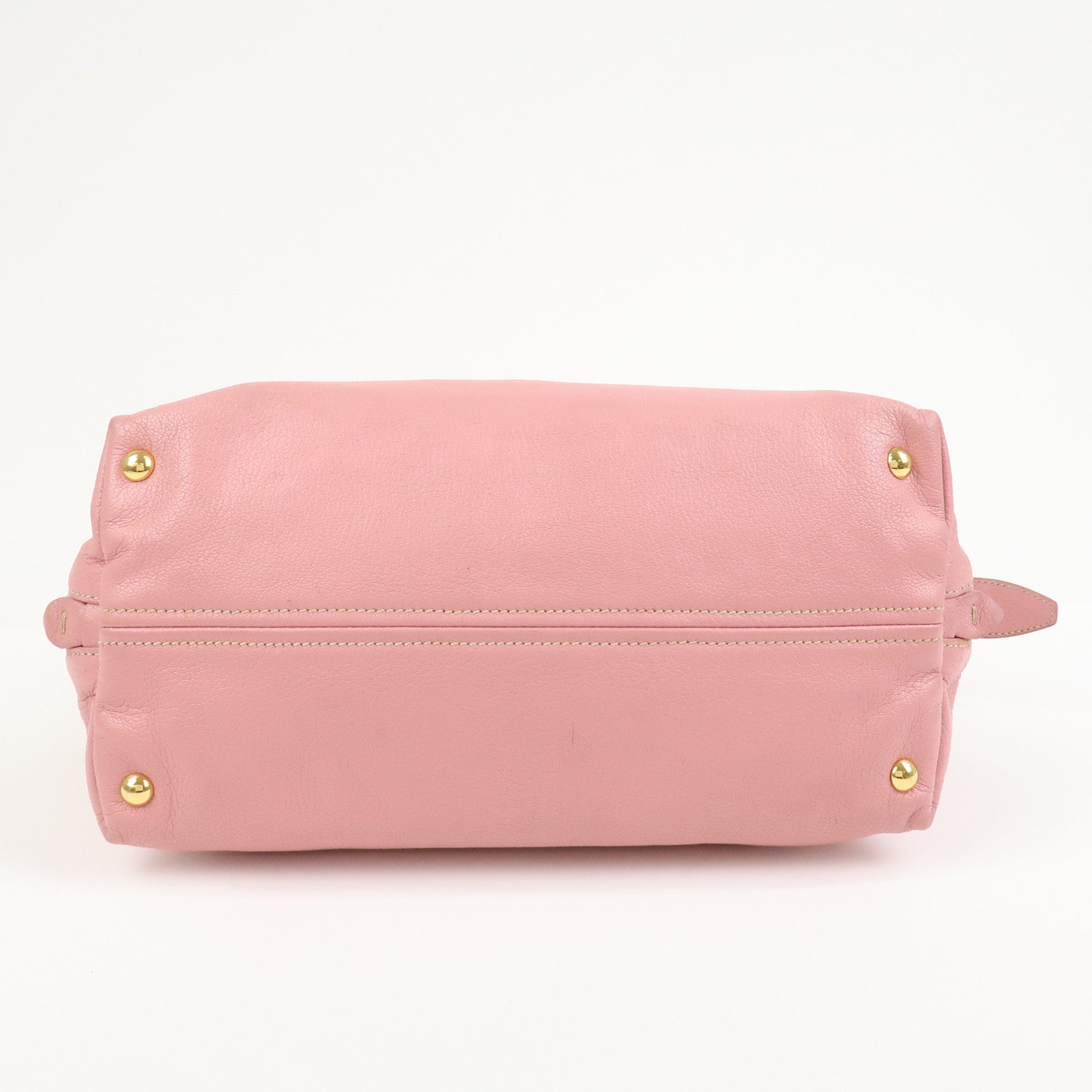 MIU MIU Logo Leather Tote Bag Hand Bag Pink