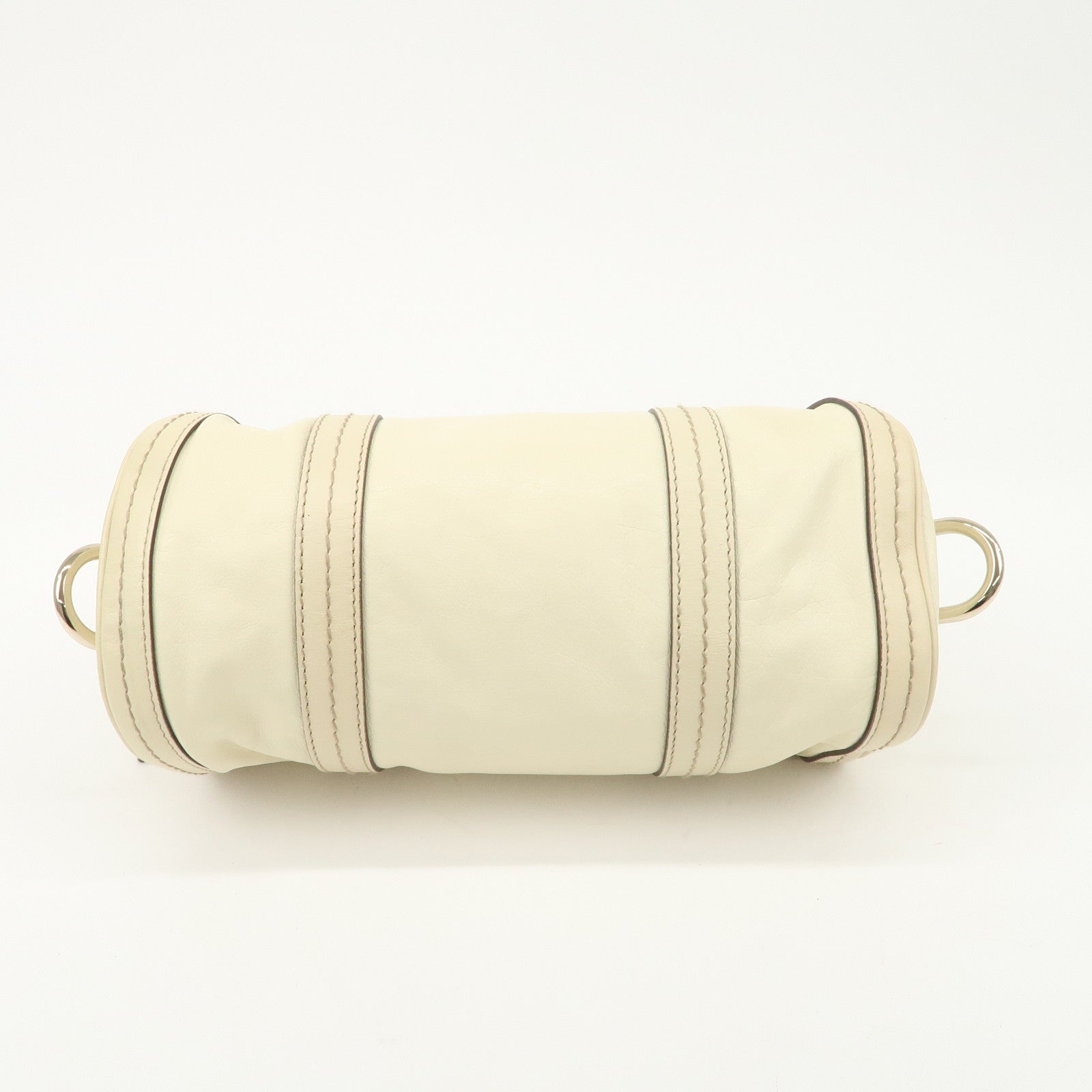 GUCCI Leather GG Crystal Hysteria Boston Bag Hand Bag Ecru 181485