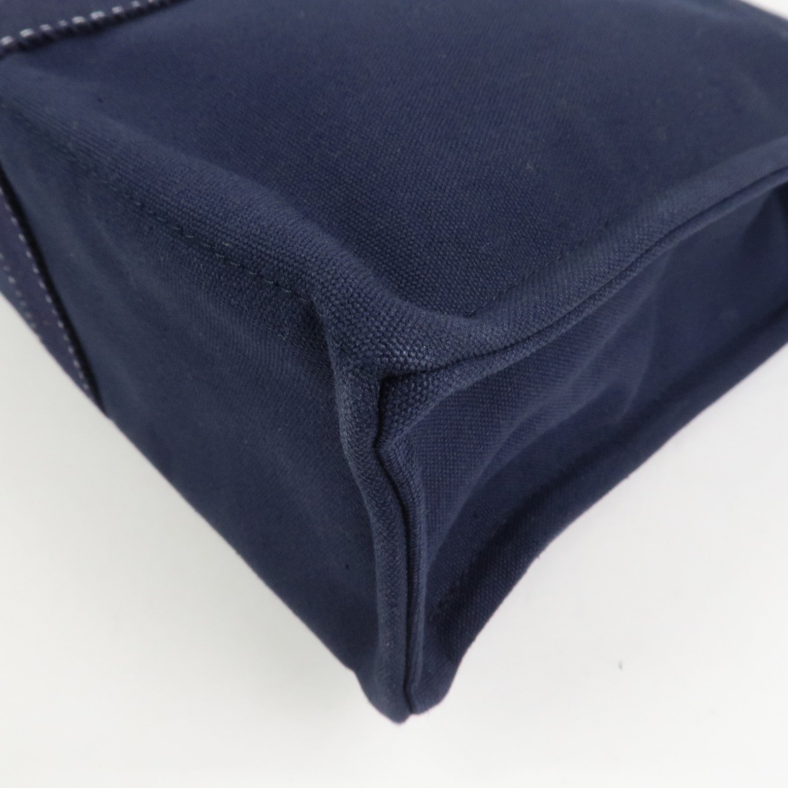 HERMES Deauville MM Cotton Tote Bag Hand Bag Navy