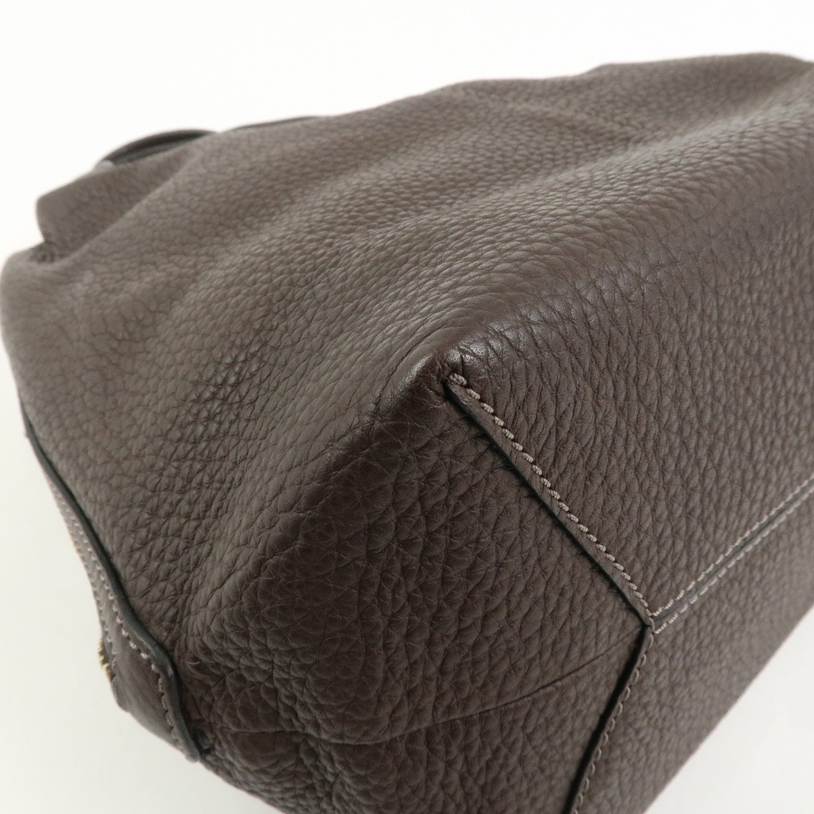 TOD'S Logo Leather Shoulder Bag Hand Bag Brown