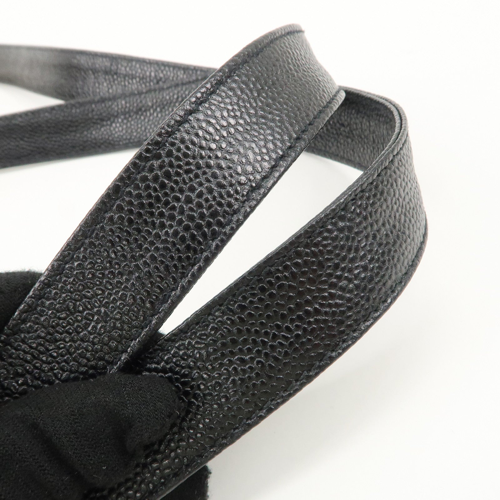 CHANEL COCO Mark Caviarskin Chain Tote Bag Black Used