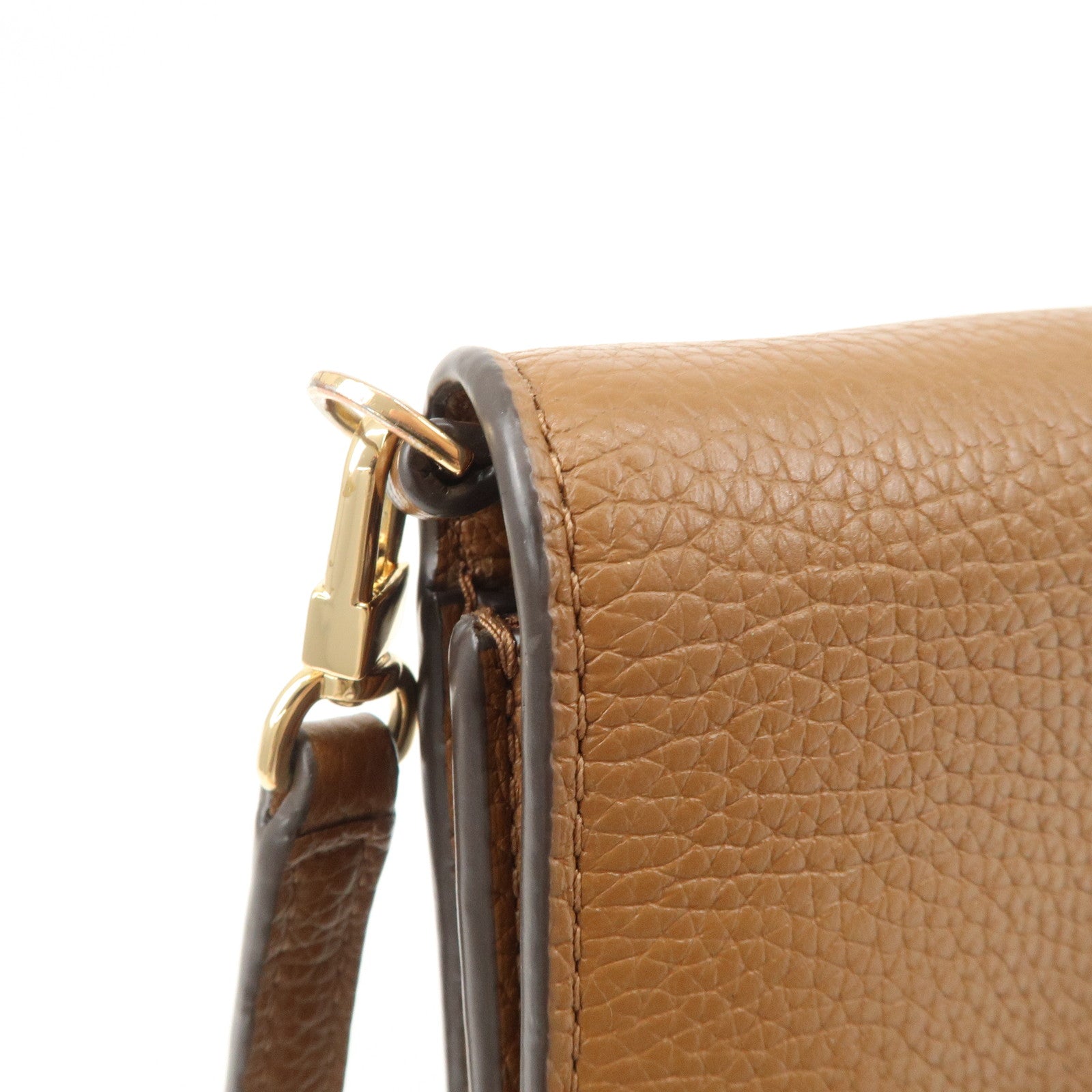 TORY BURCH Leather Shoulder Wallet Brown Used