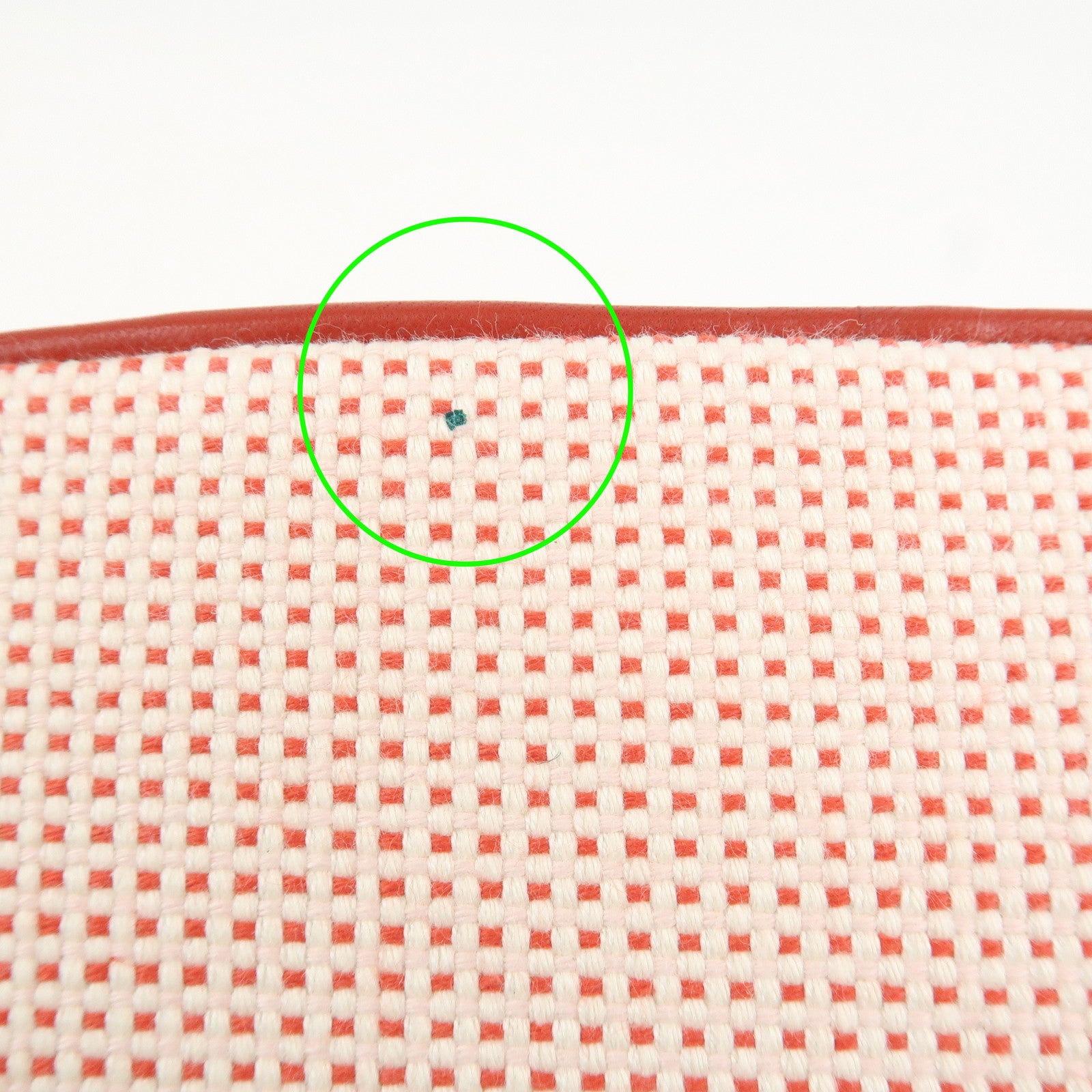 HERMES Escale Cotton100% Leather Pouch Cosmetics Pouch Vermilion