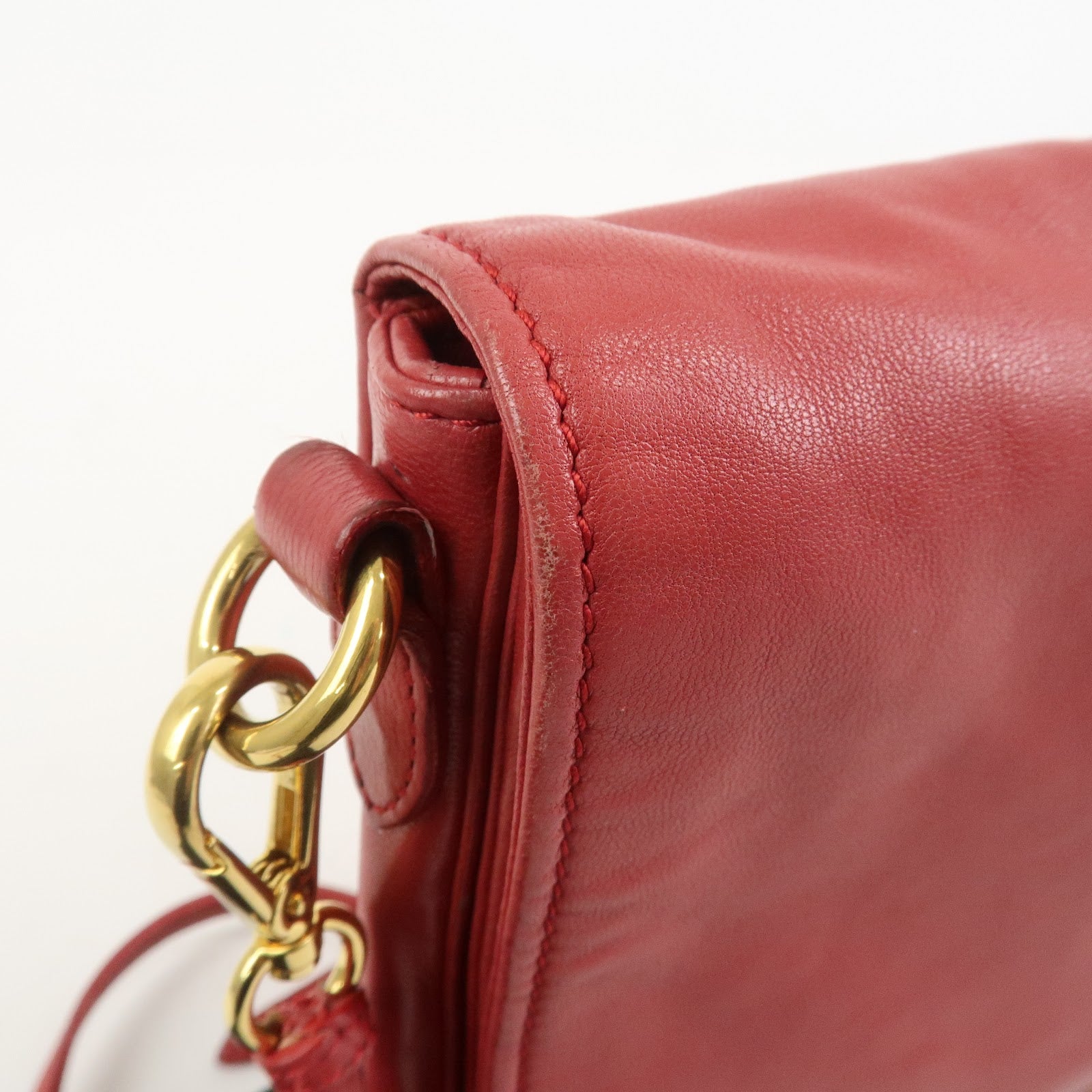 MIU MIU Logo Nappa Leather Shoulder Bag Crossbody Bag Red