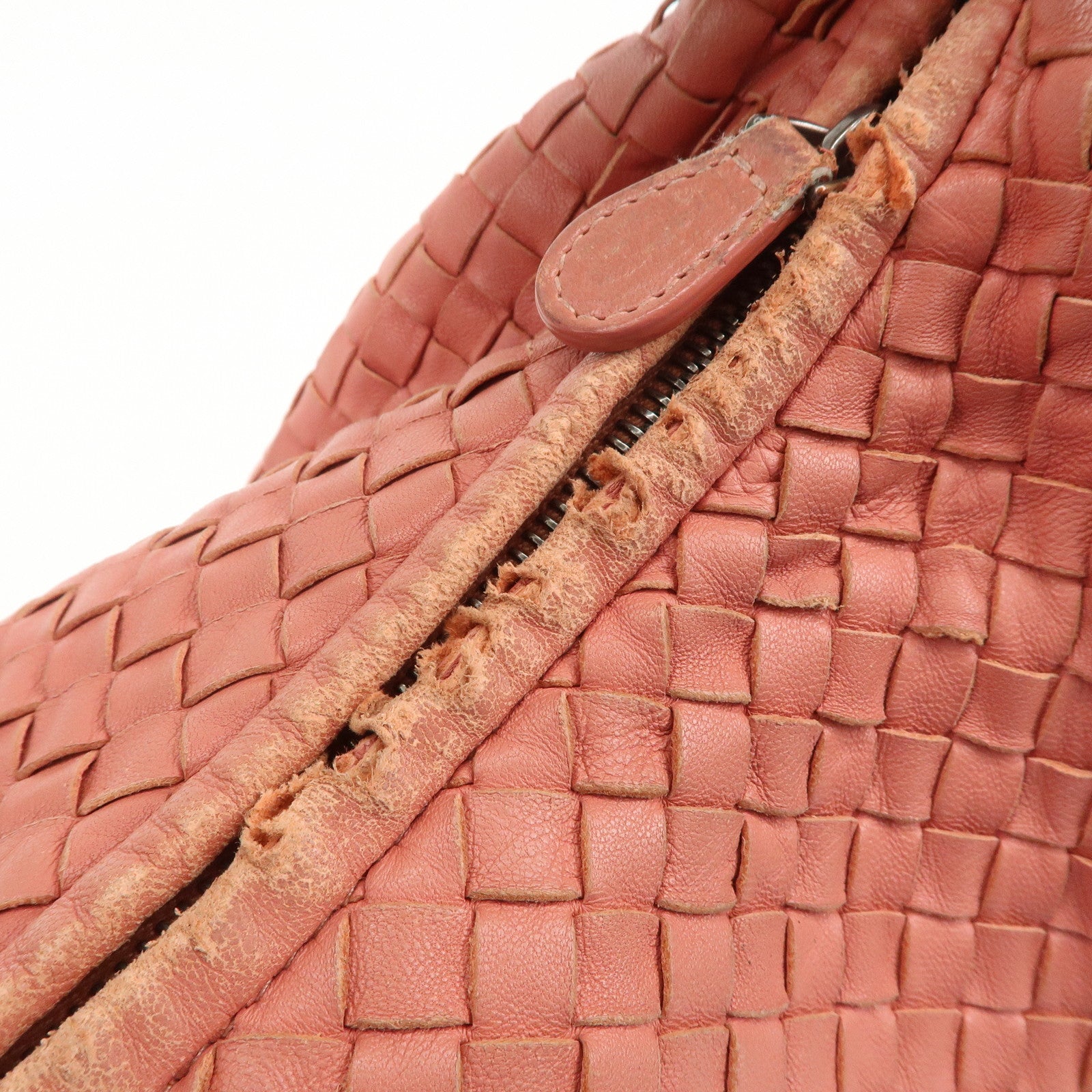 BOTTEGA VENETA Intrecciato Leather Shoulder Bag Hand Bag Pink