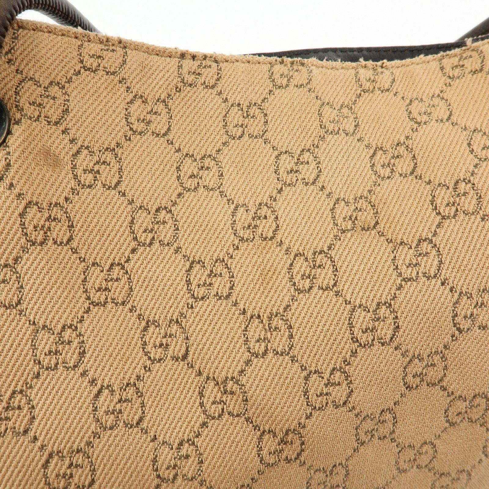 GUCCI GG Denim Leather Tote Bag Shoulder Bag Brown Beige 101340