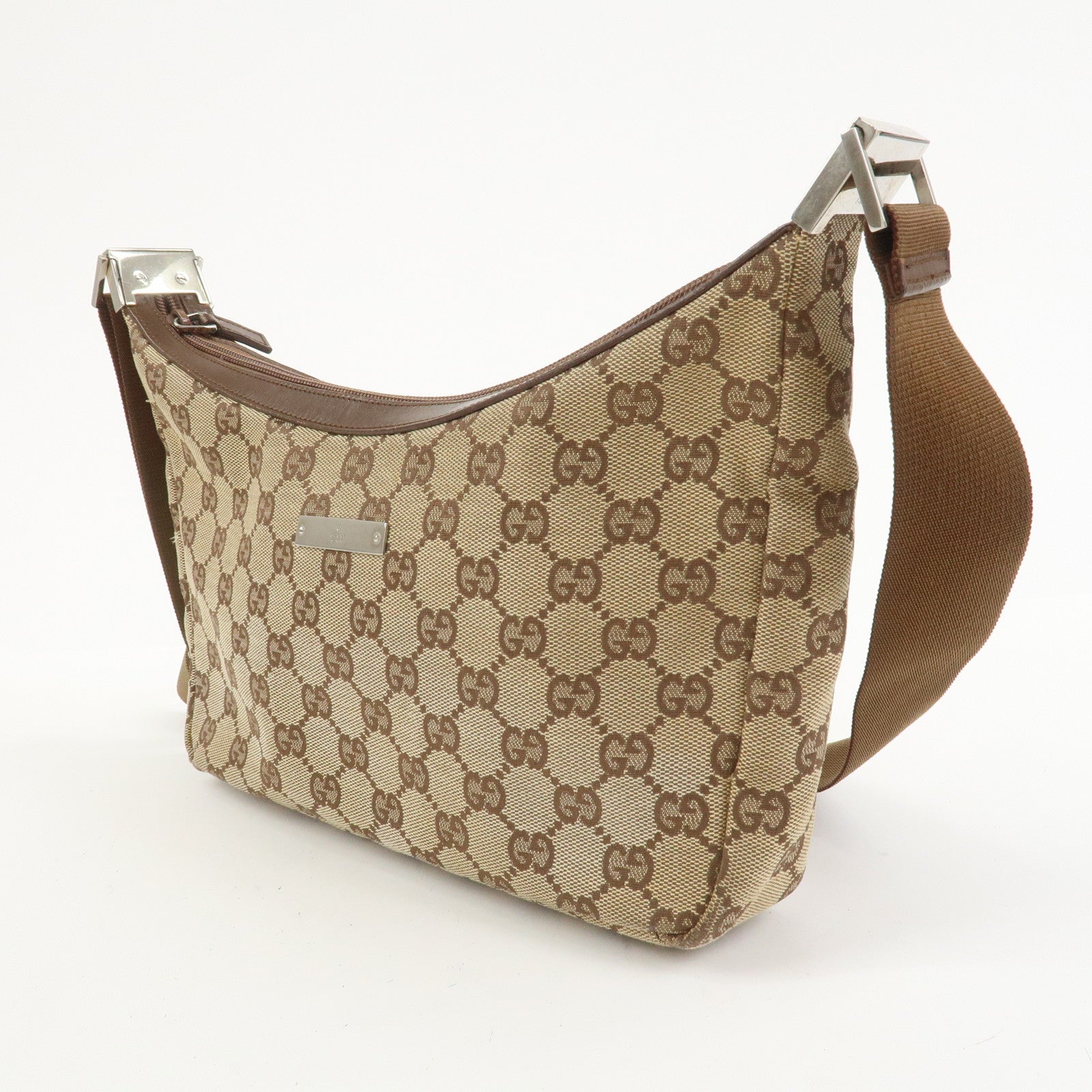 GUCCI GG Canvas Leather Shoulder Bag Crossbody Bag Brown 019.0433