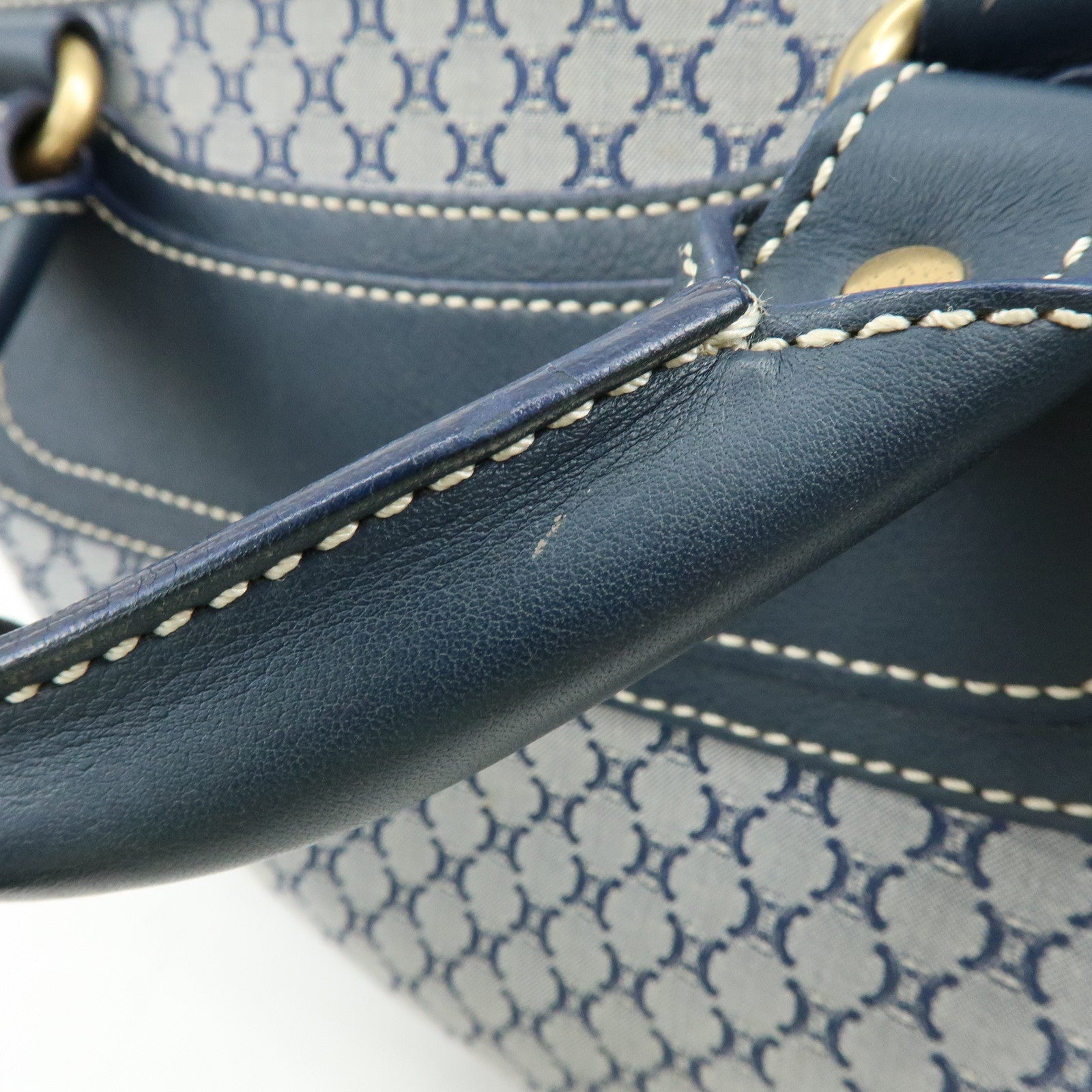 CELINE Macadam Canvas Leather Boogie Bag Hand Bag Navy