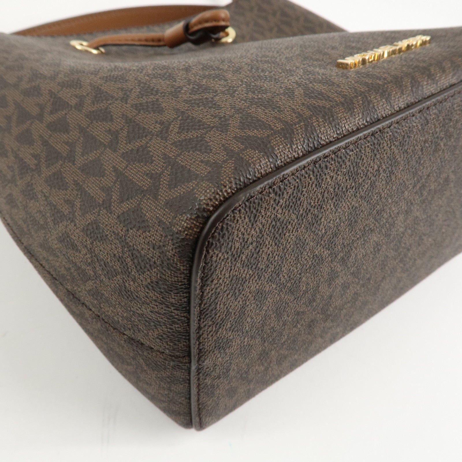 MICHAEL KORS PVC 2Way Leather Hand Bag Shoulder Bag Brown Gold HDW Used