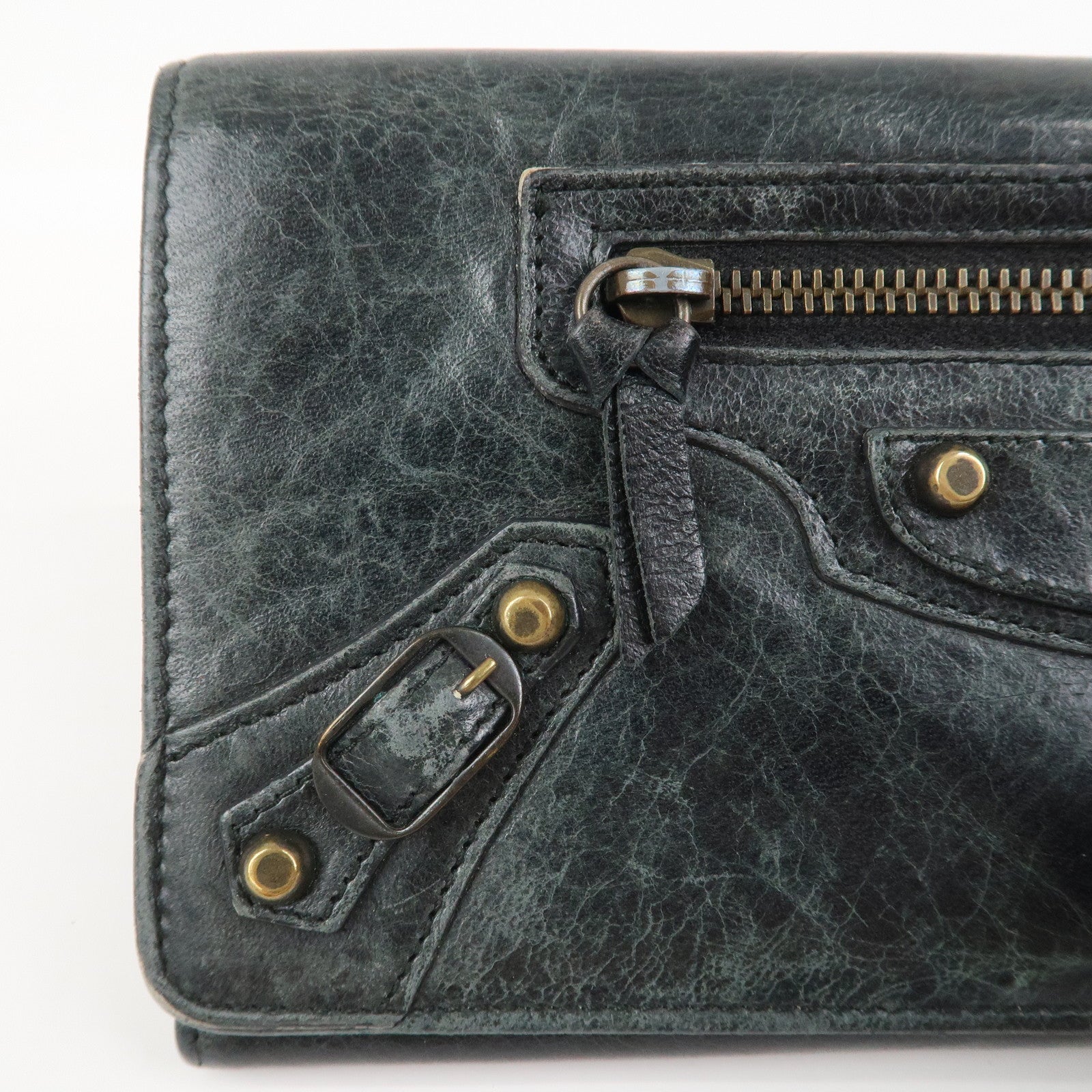 BALENCIAGA Logo Leather Bi-Fold Long Wallet Black