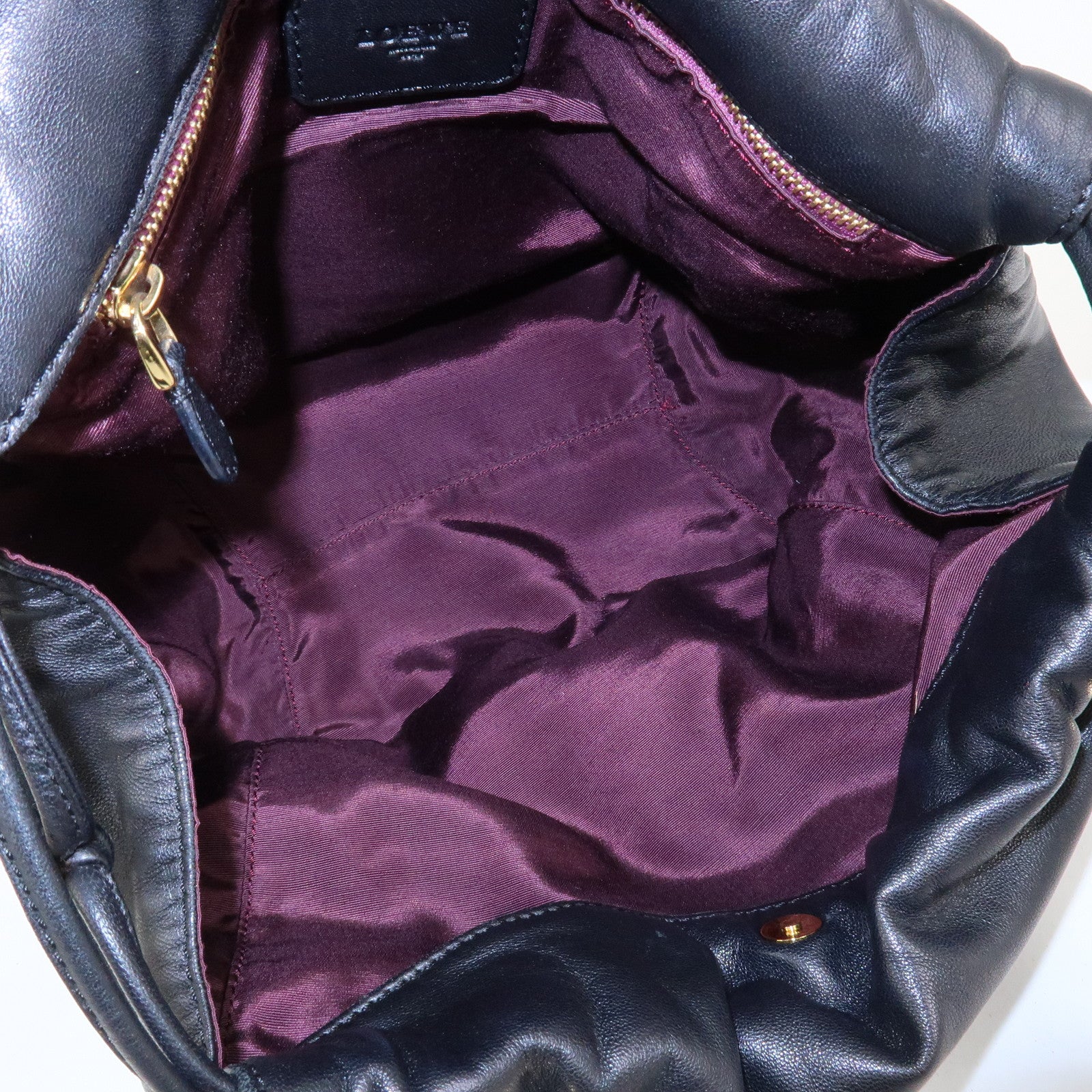 LOEWE Anagram Nappa Leather Hand Bag Drawstring Bag Black