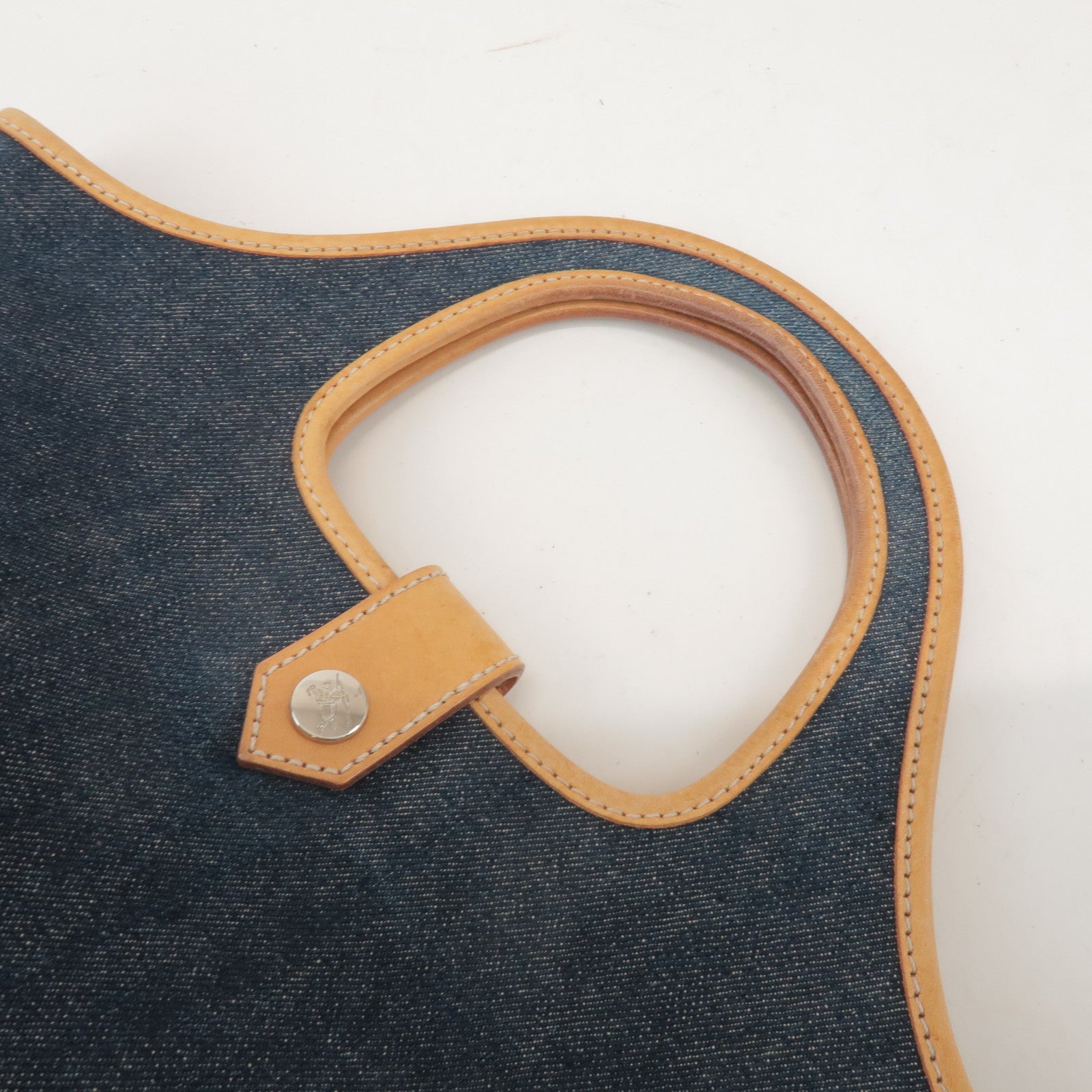 BURBERRY Blue Label Denim Leather Hand Bag Tote Bag Indigo Blue