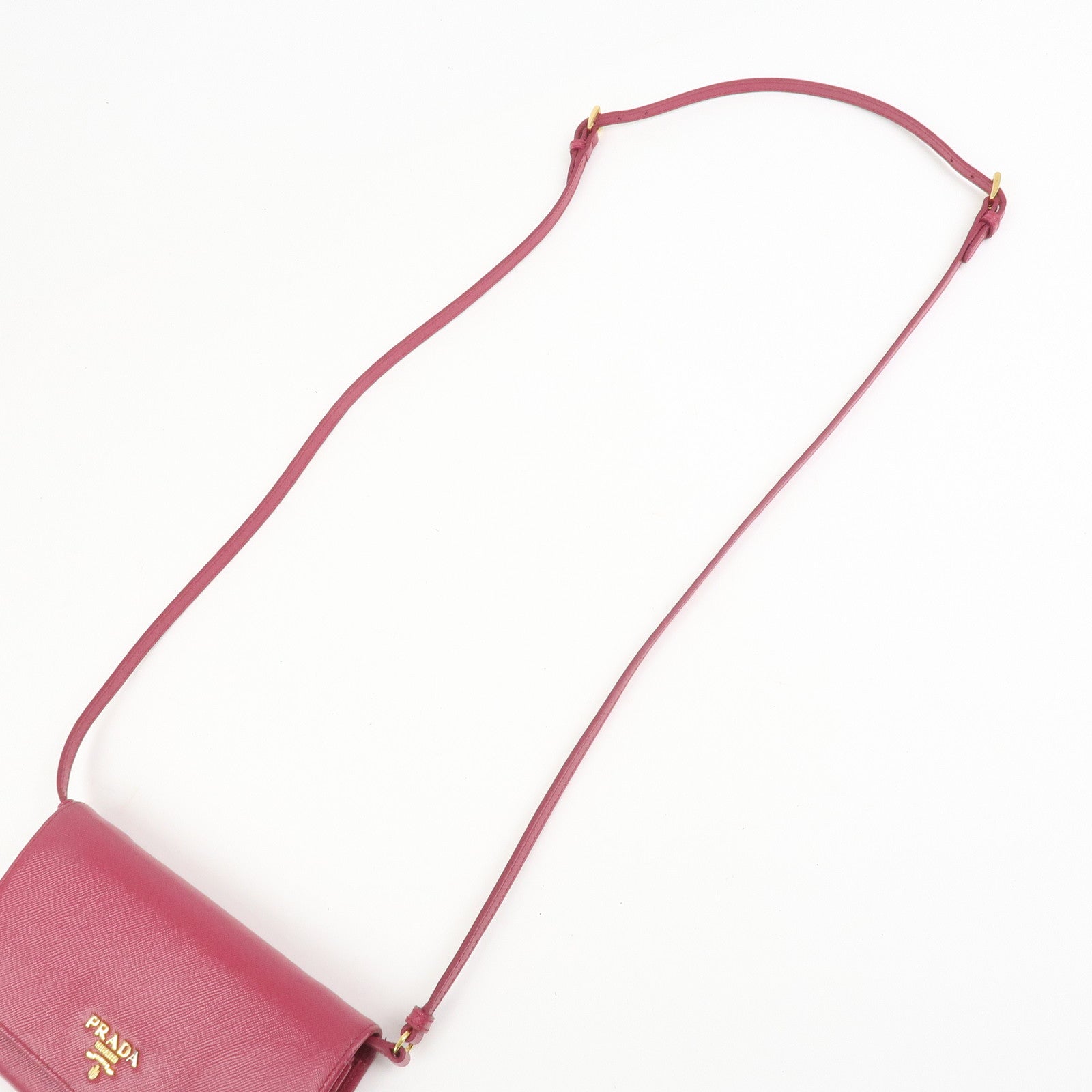 PRADA Logo Saffiano Leather Shoulder Long Wallet Pink 1M1437