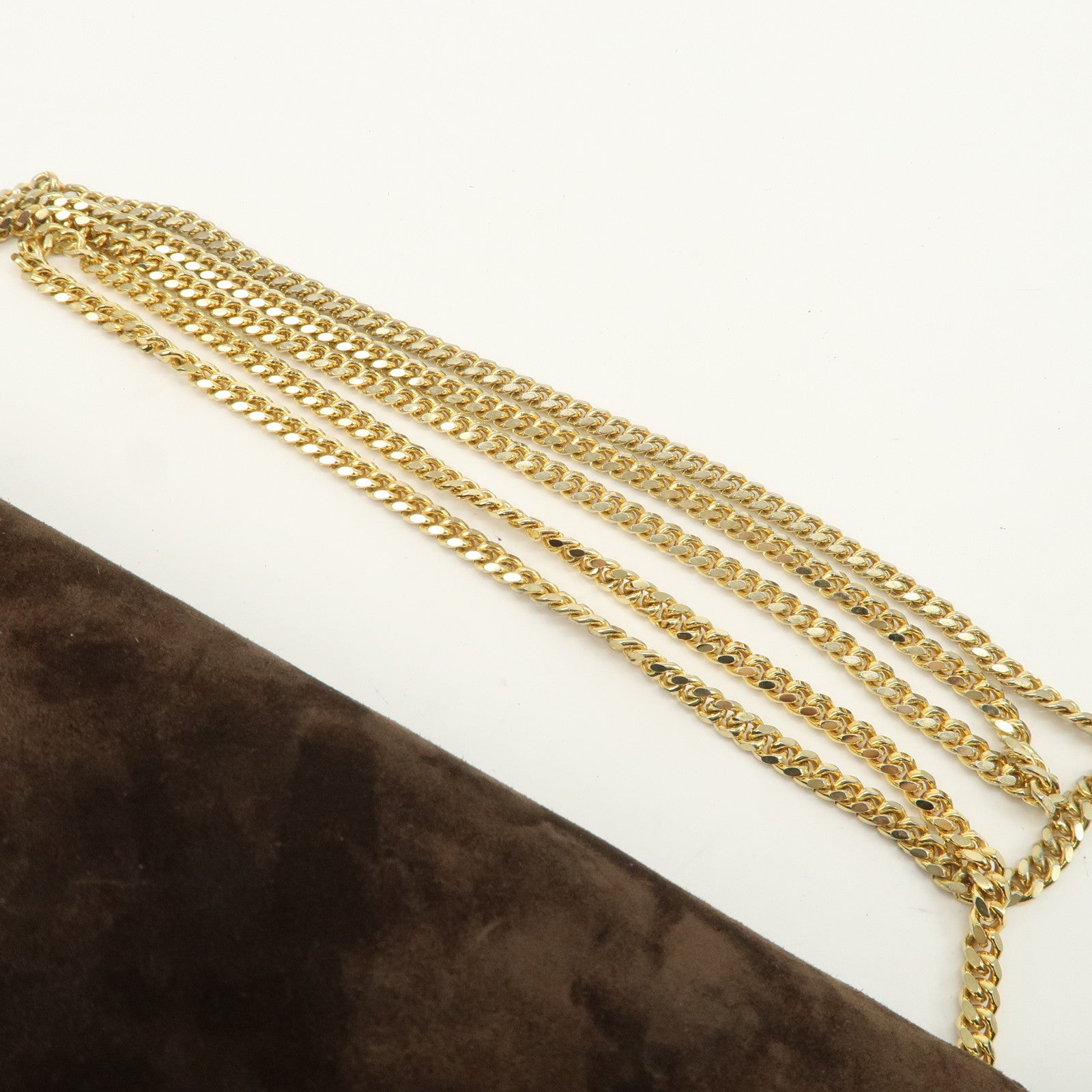 Ferragamo Suede Chain Shoulder Bag Dark Brown