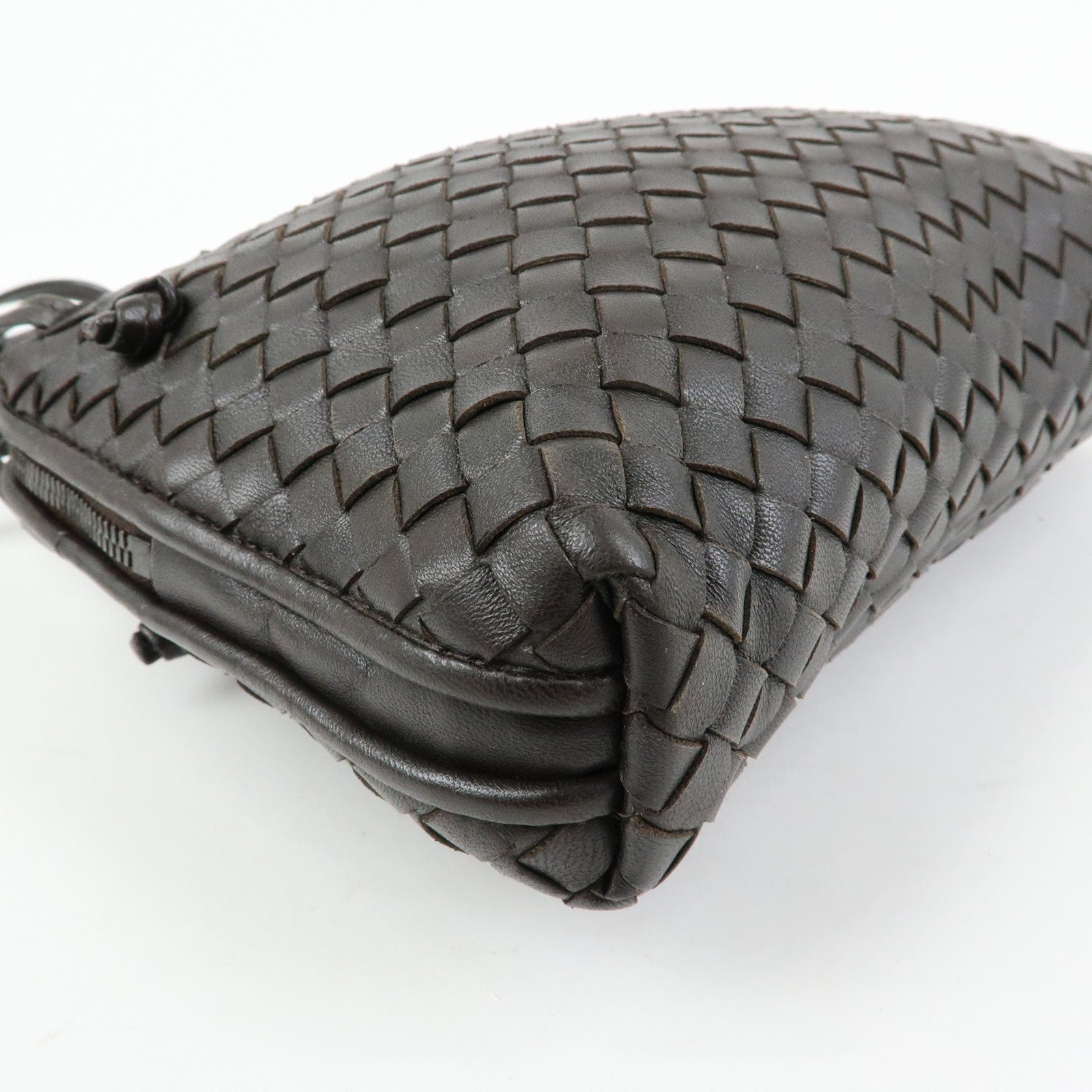 BOTTEGA VENETA Intrecciato Nodini Leather Shoulder Bag Brown 245354