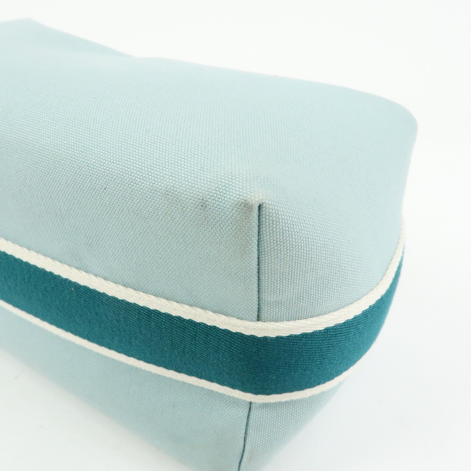 HERMES Bride A Brac GM Cotton Hand Bag Vanity Bag Light Blue