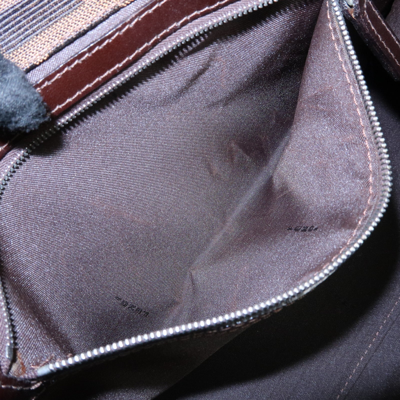 FENDI Zucca Canvas Leather Handbag Shoulder Bag Brown Black