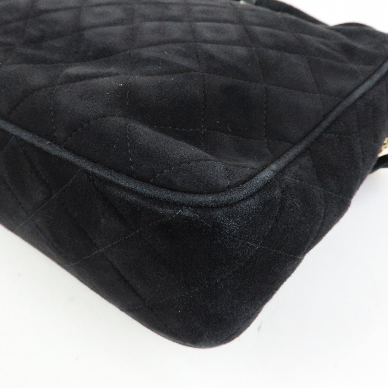 CHANEL Matelasse COCO Mark Suede Shoulder Crossbody Bag Black