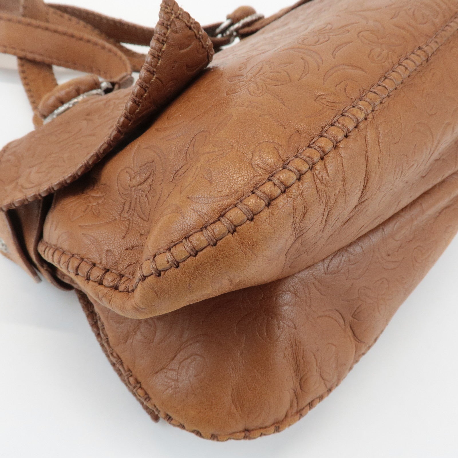 Ferragamo Ganchini Leather Shoulder Bag Hand Bag Brown Used