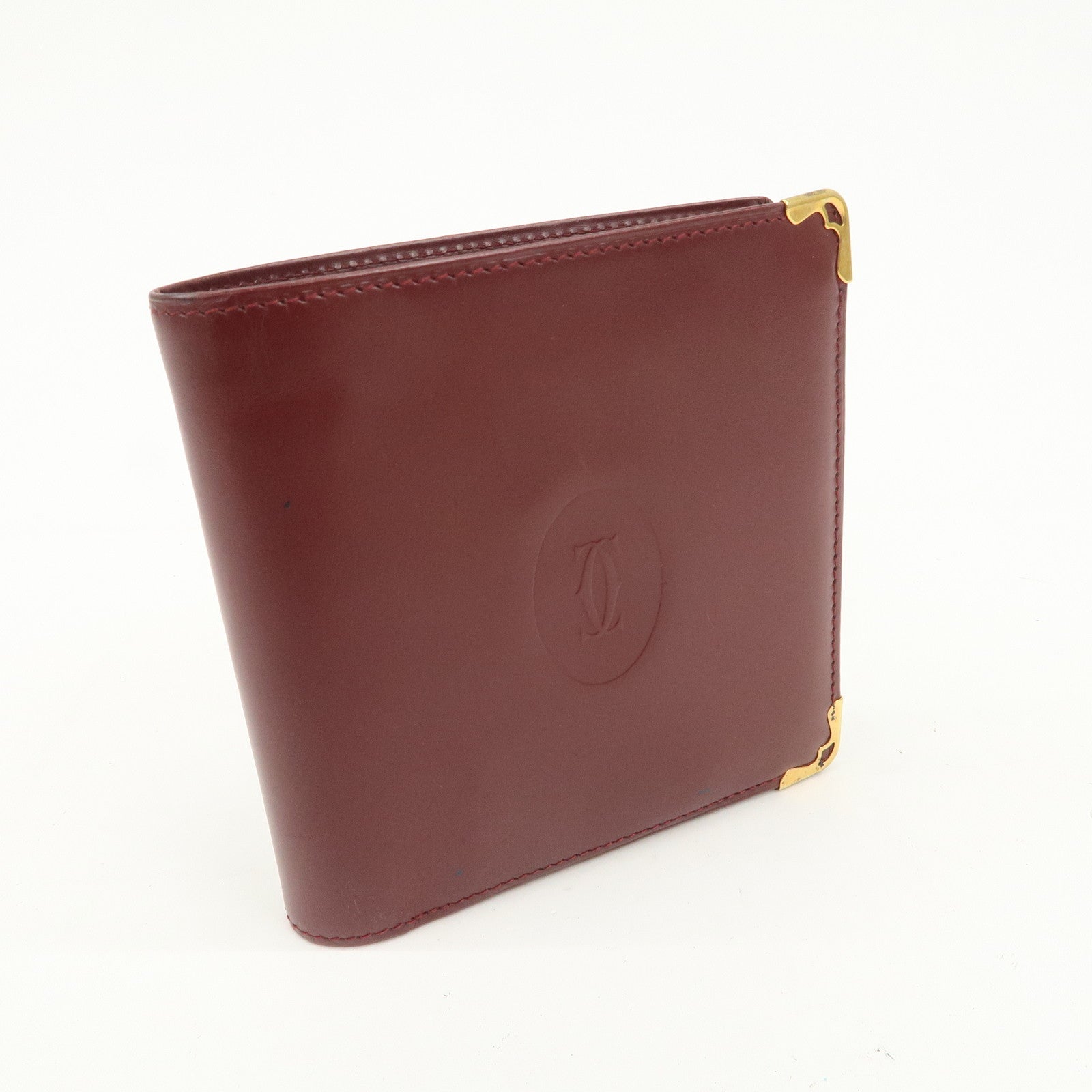 Cartier Must de Cartier Logo Leather Compact Wallet Bordeaux