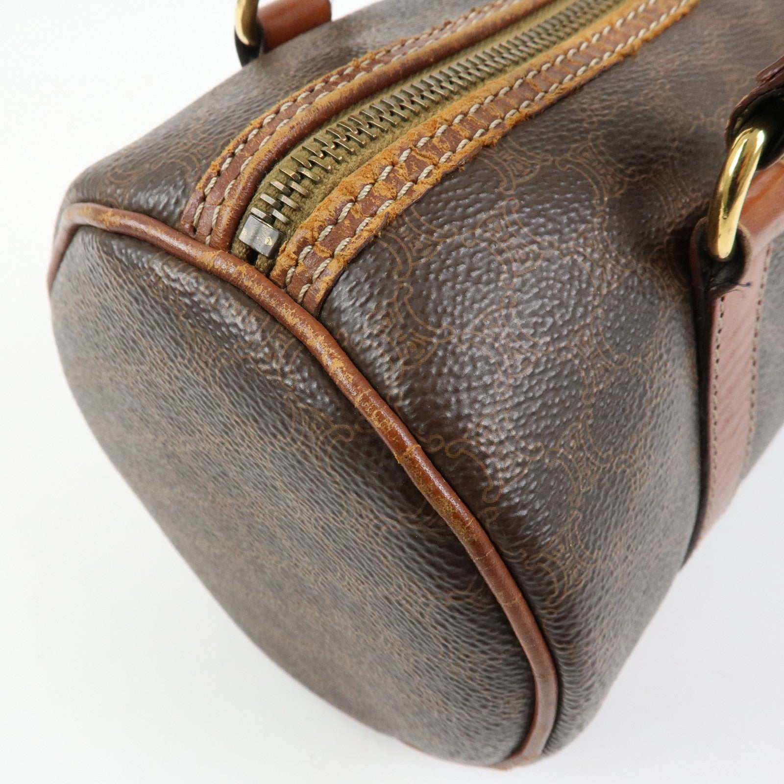 CELINE Macadam PVC Leather Shoulder Bag Hand Bag Brown