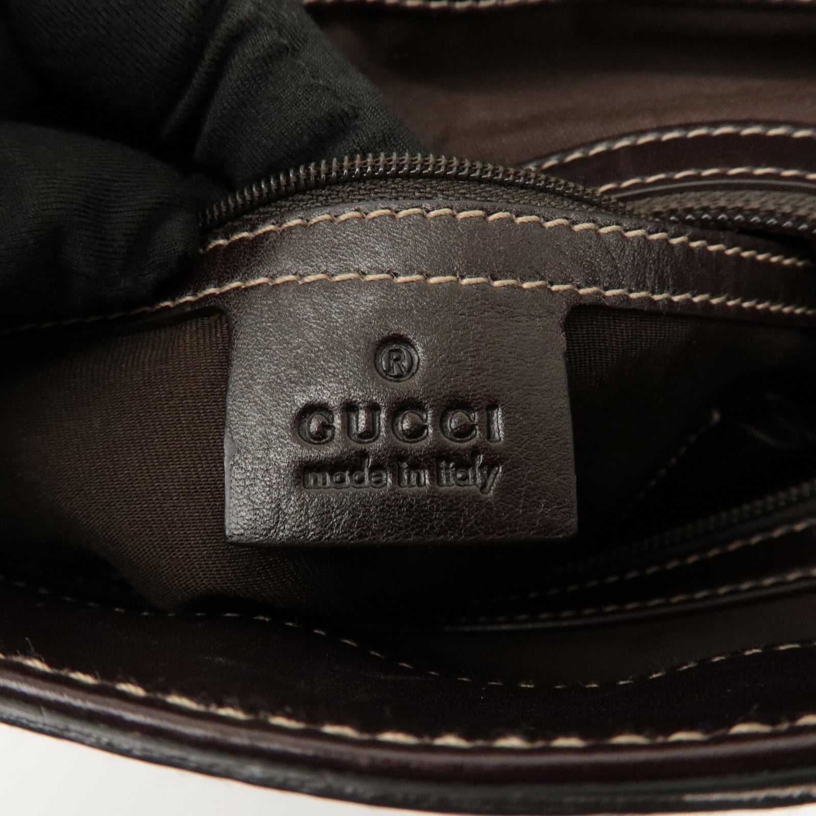 GUCCI GG Canvas Leather Tote Bag Hand Bag Beige Dark Brown 145994 Used