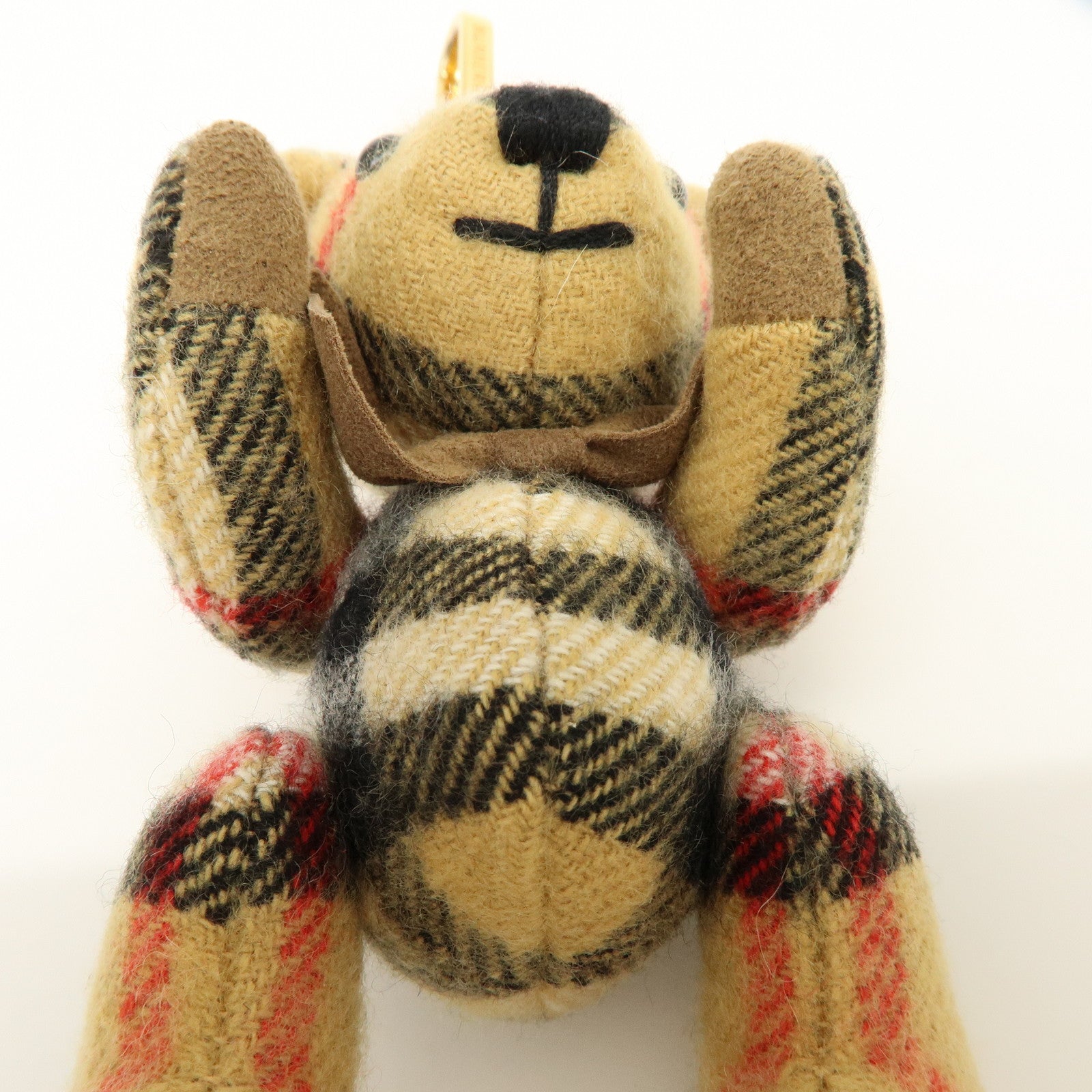 BURBERRY Thomas Bear Cashmere Leather Bag Charm Key Holder Brown