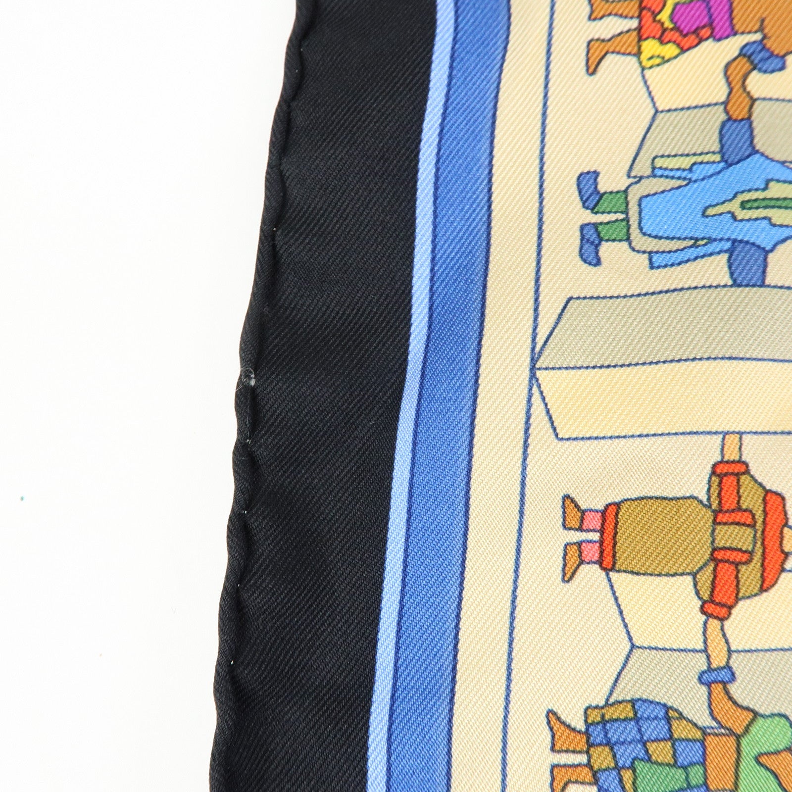 HERMES Carre 90 Silk 100% Scarf DONNER LA MAIN Black Beige