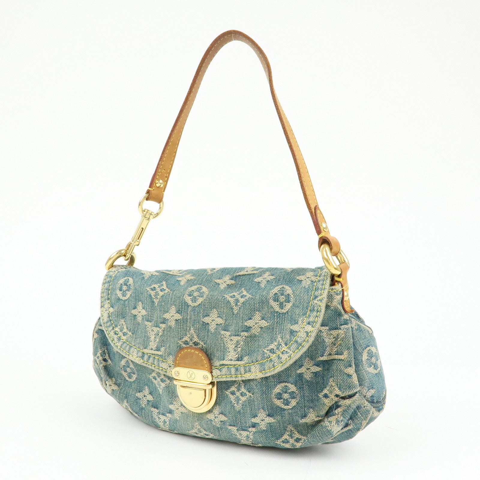 Louis Vuitton Monogram Denim Mini Pleaty Shoulder Bag Blue M95050