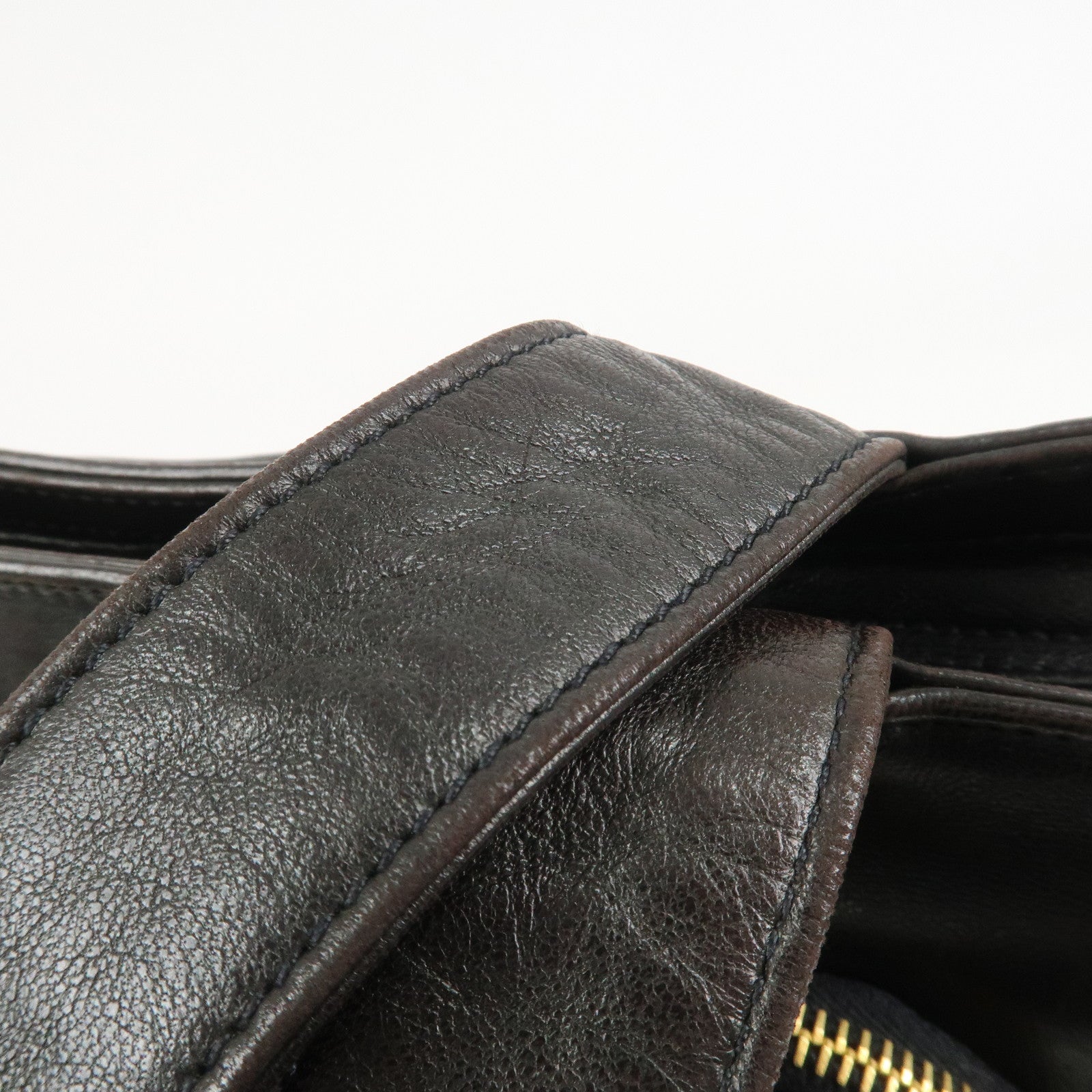 CHANEL COCO Mark Lambskin Tote Bag Shoulder Bag Dark Brown