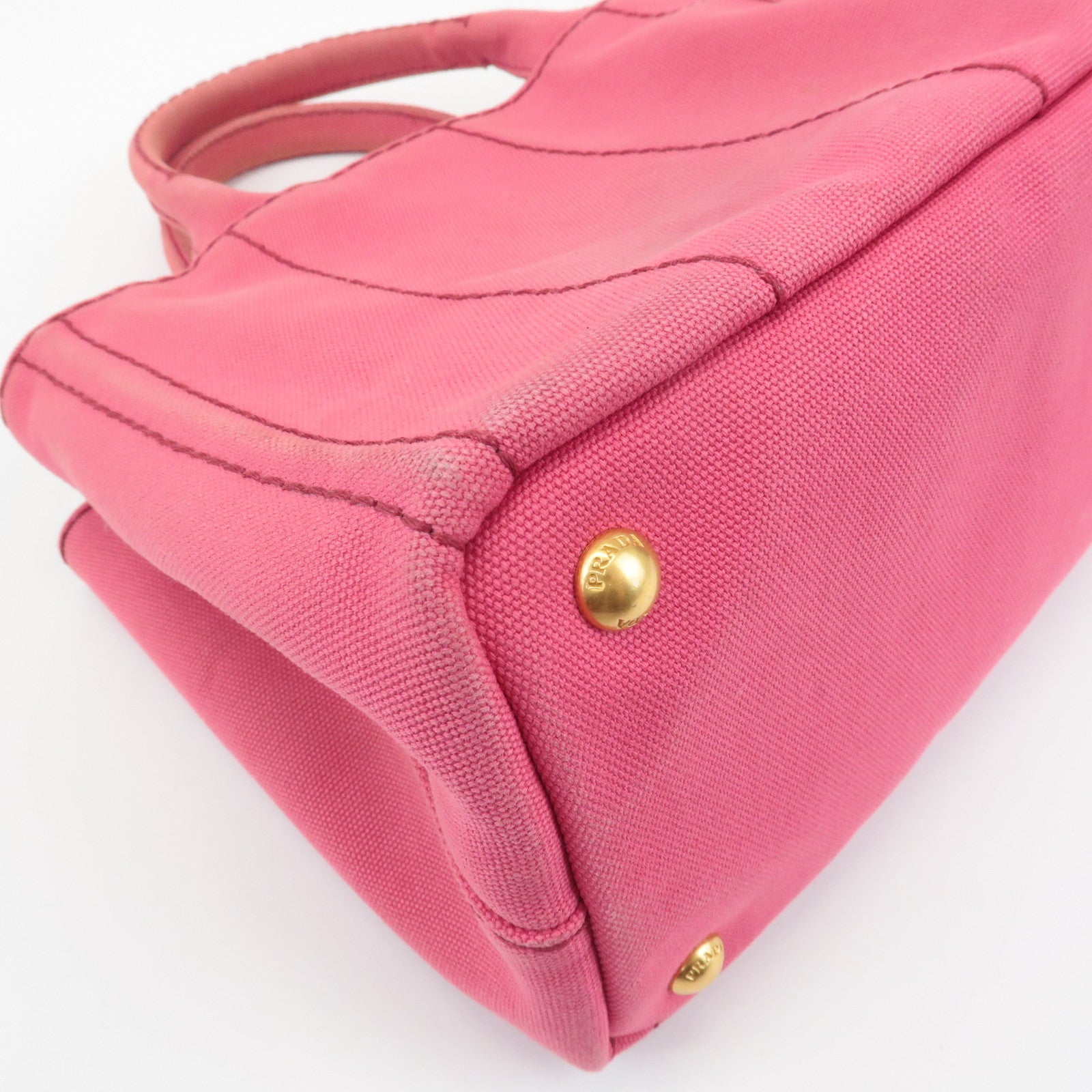 PRADA Canapa Mini Canvas 2Way Hand Bag Shoulder Bag Pink 1BG439 Used