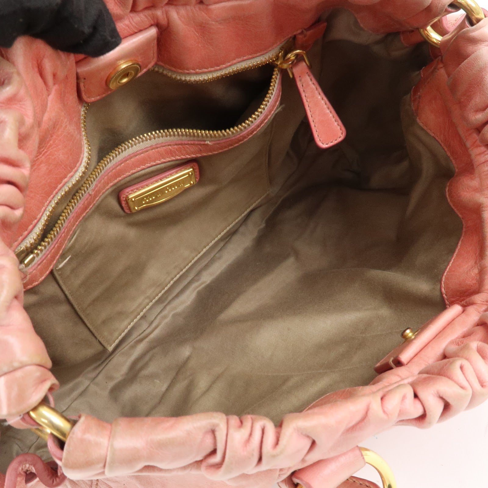 MIU MIU Logo Leather 2Way Bag Shoulder Bag Hand Bag Pink RT0383