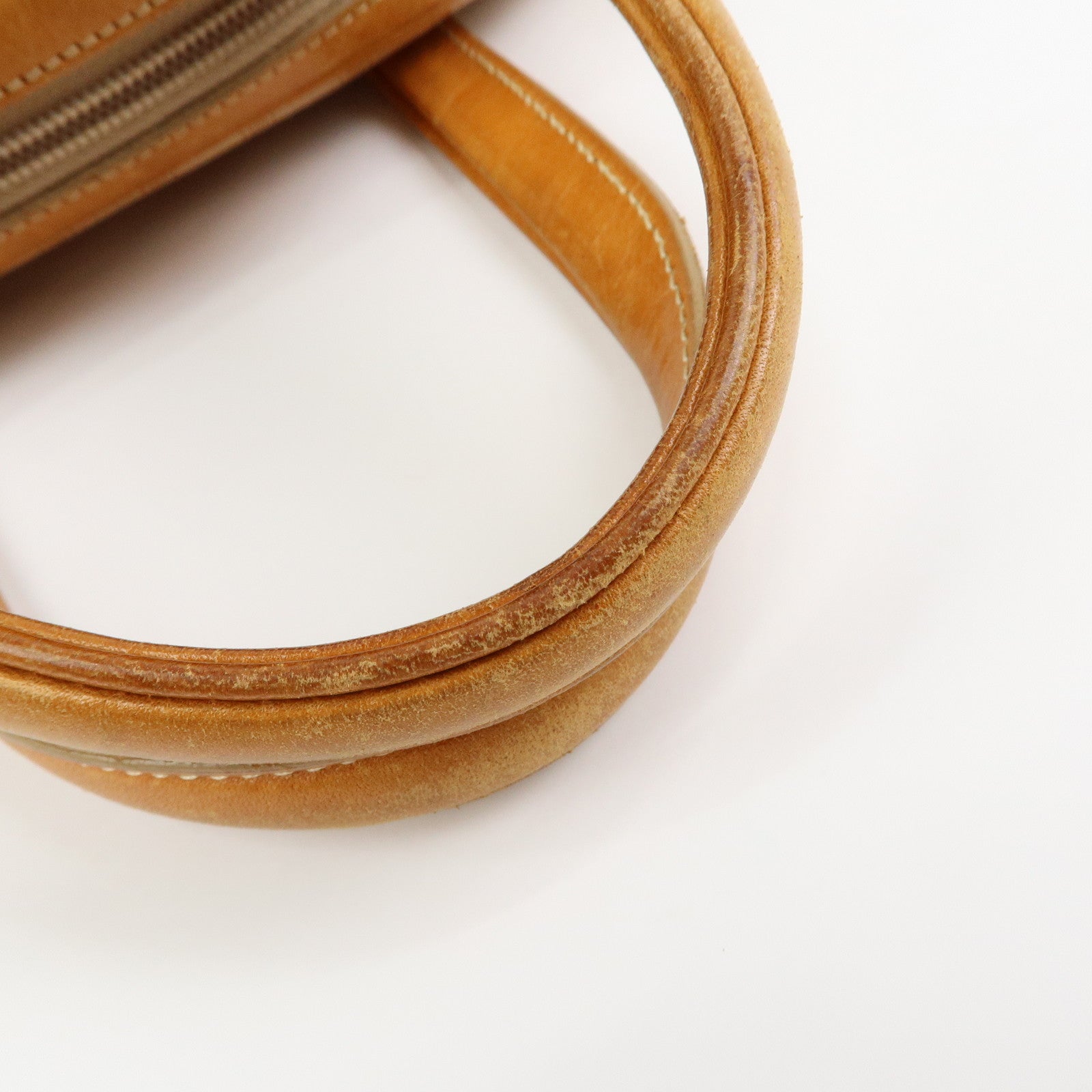 CELINE Macadam PVC Leather Hand Bag Boston Bag Beige Camel