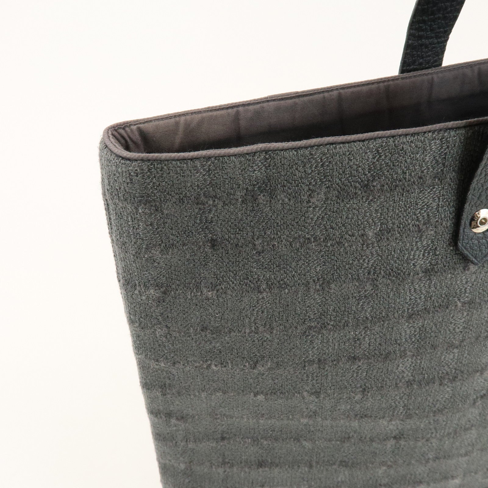 HERMES Amedaba GM Canvas Leather Tote Bag Hand Bag Grey