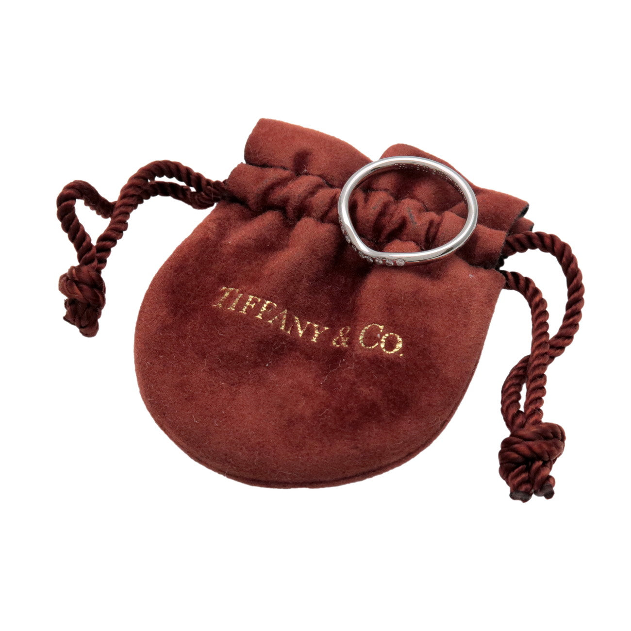 Tiffany & Co Curved Band 9P Diamond Ring Platinum US6 EU52 HK13