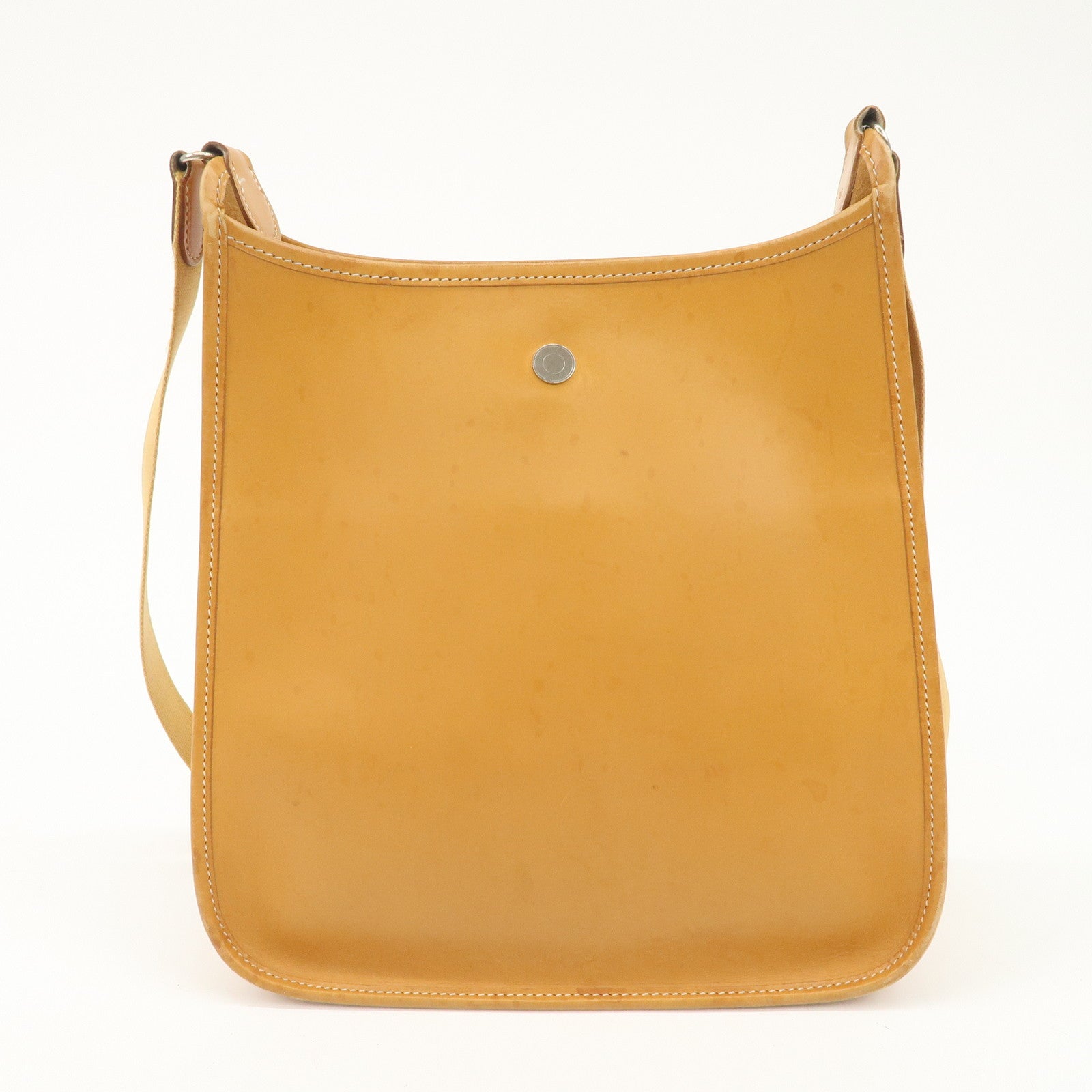 HERMES Leather Vespa PM J Engraved Shoulder Bag Brown Silver HDW