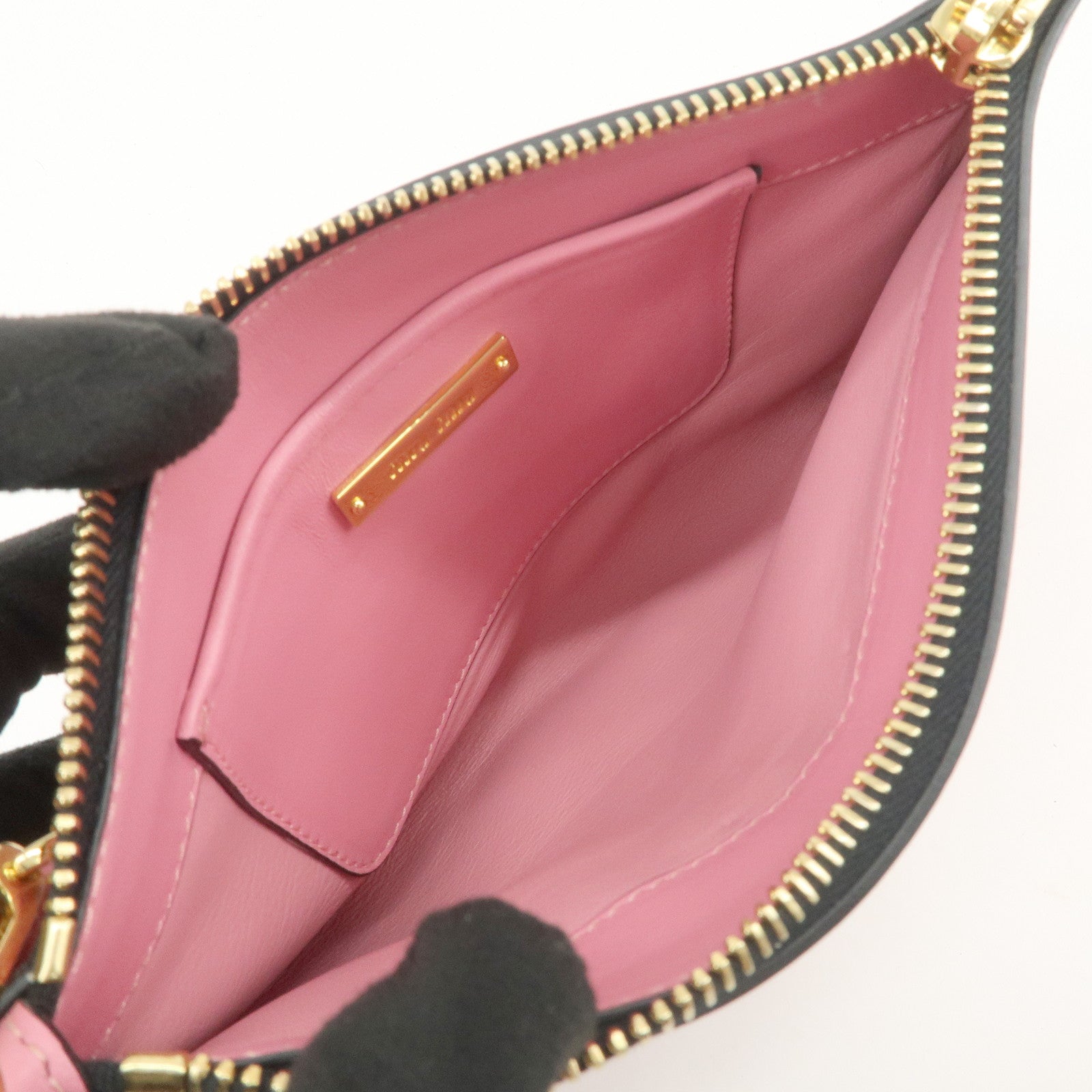 MIUMIU Logo Leather Clutch Bag Pouch Pink 5N1890