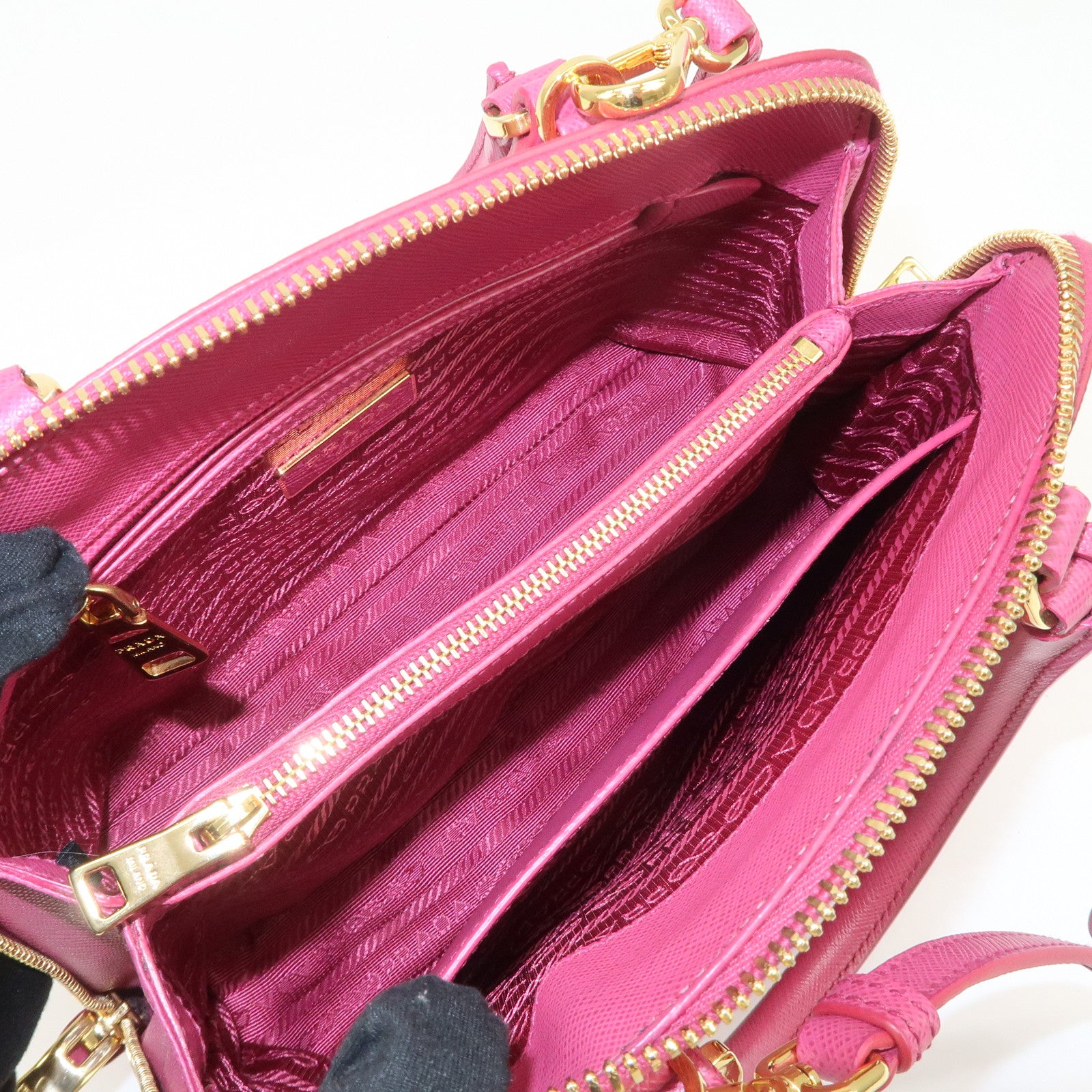 PRADA Saffiano Leather 2Way Hand Bag Shoulder Bag Pink 1BA838