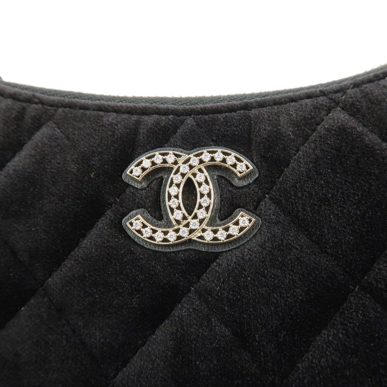 CHANEL Matelasse COCO Mark Velvet Leather Chain Shoulder Bag Black