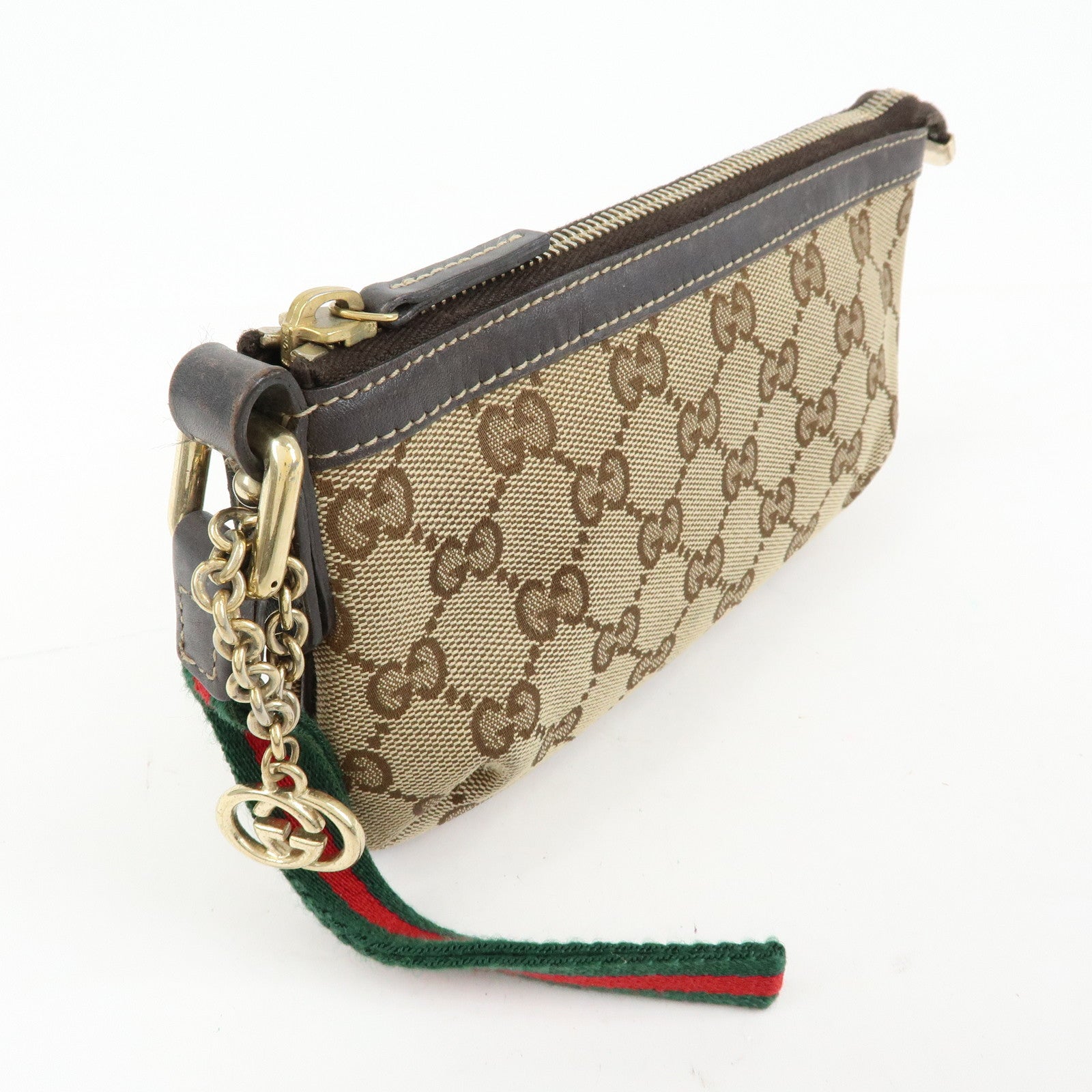 GUCCI Sherry Interlocking G Canvas Leather Mini Clutch Bag 191184