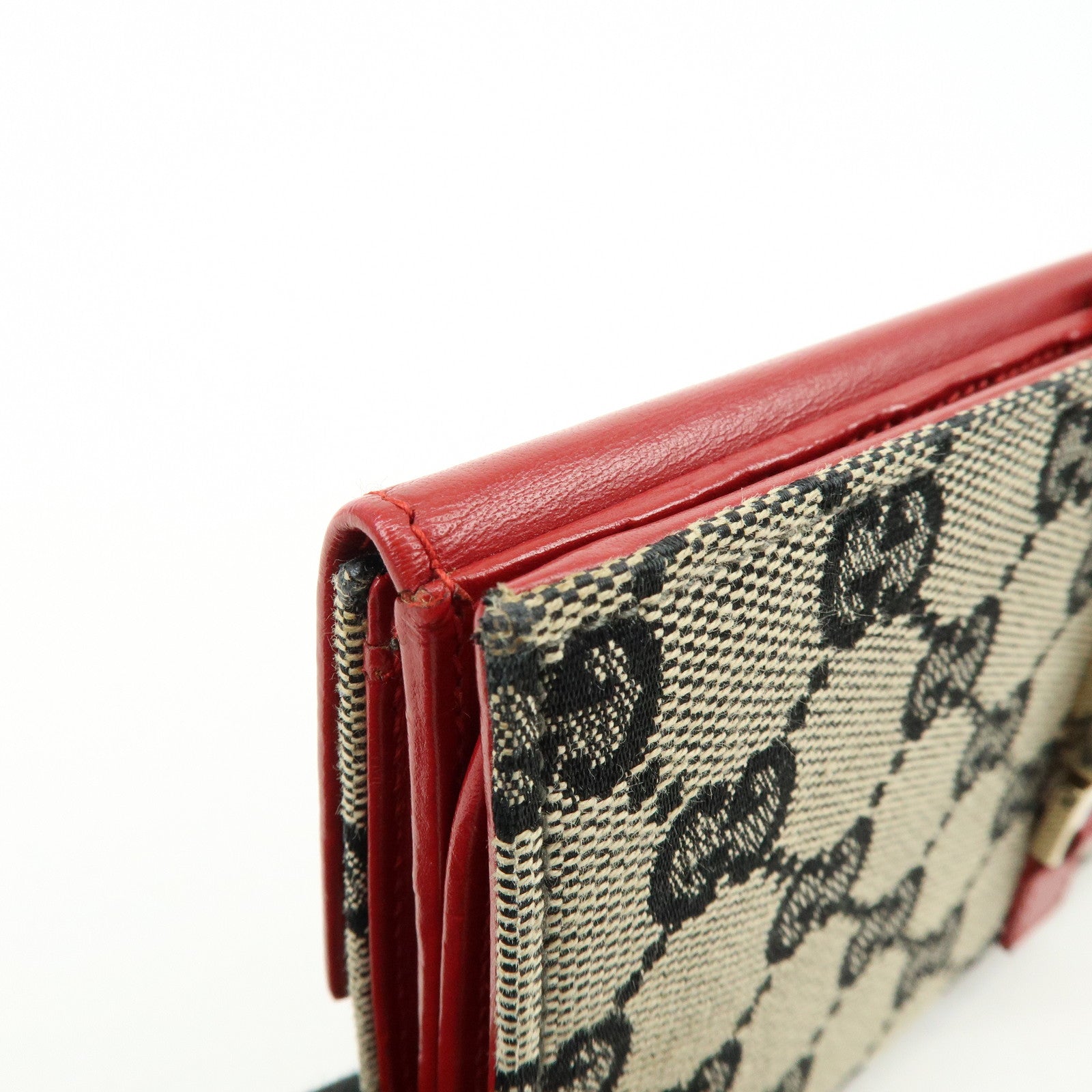 GUCCI Jackie GG Canvas Leather Long Wallet Beige Red 035.0416.2134