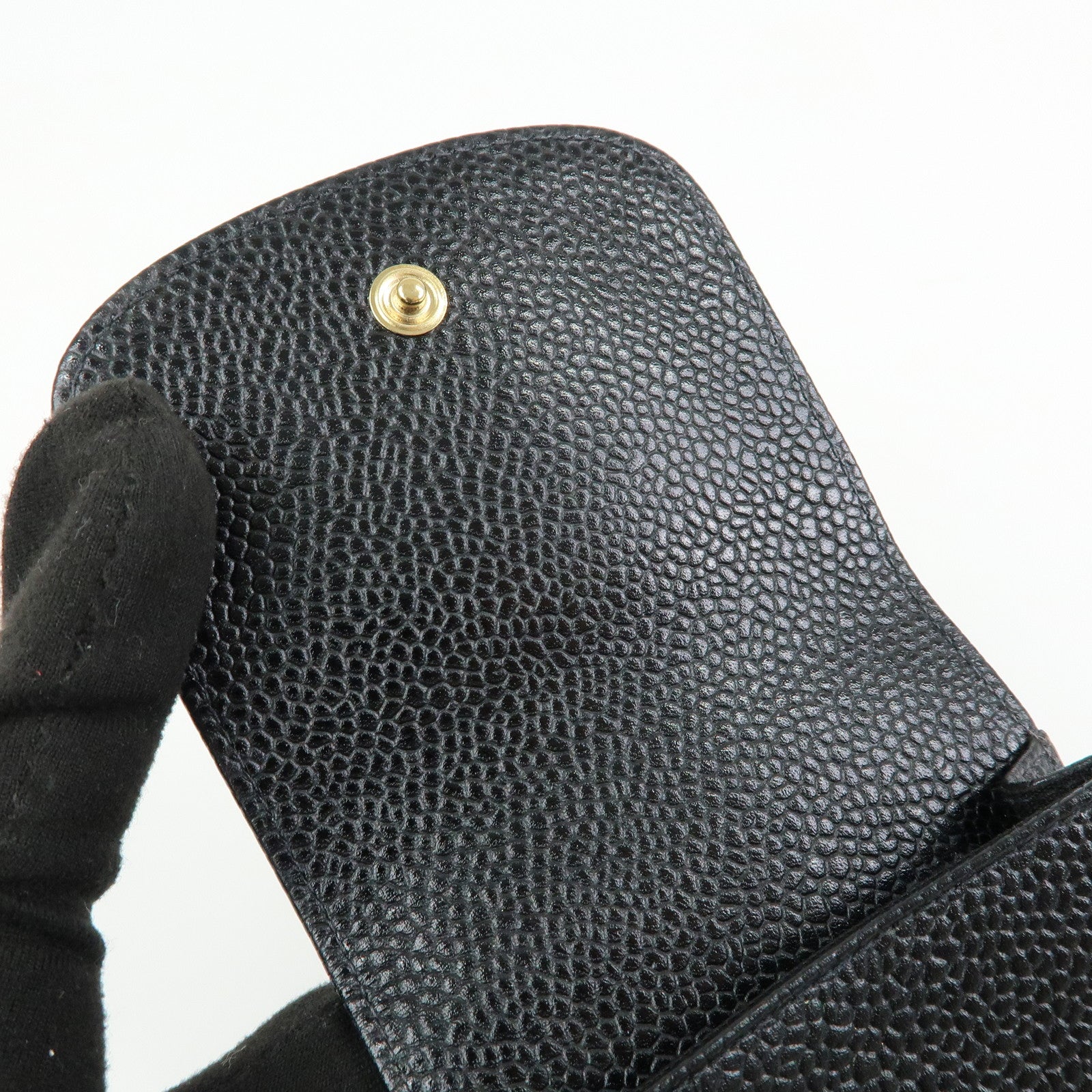 CHANEL COCO Mark Caviarskin Cigarette Case Black