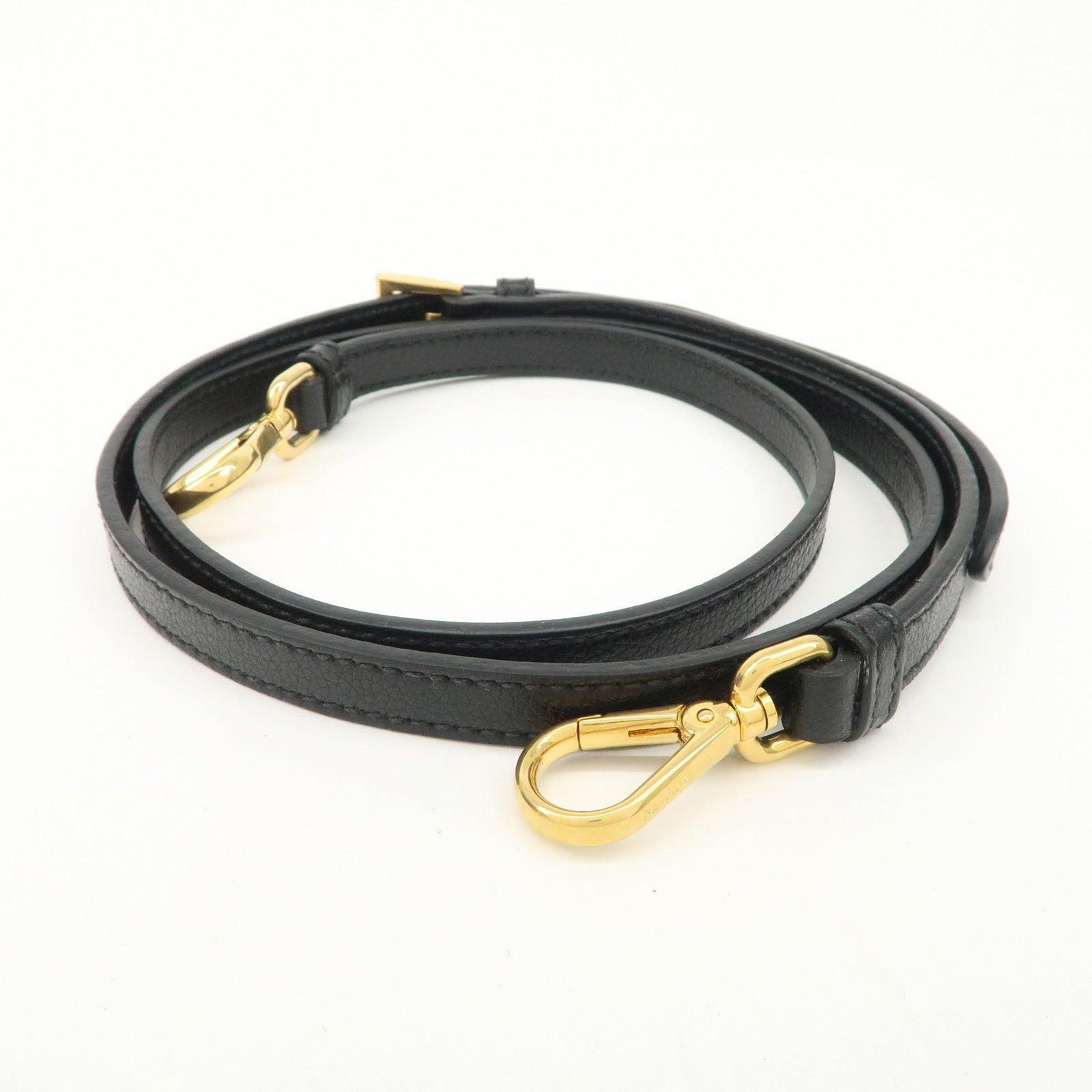 PRADA Leather 2Way Bag Hand Bag Black Gold Hardware Used