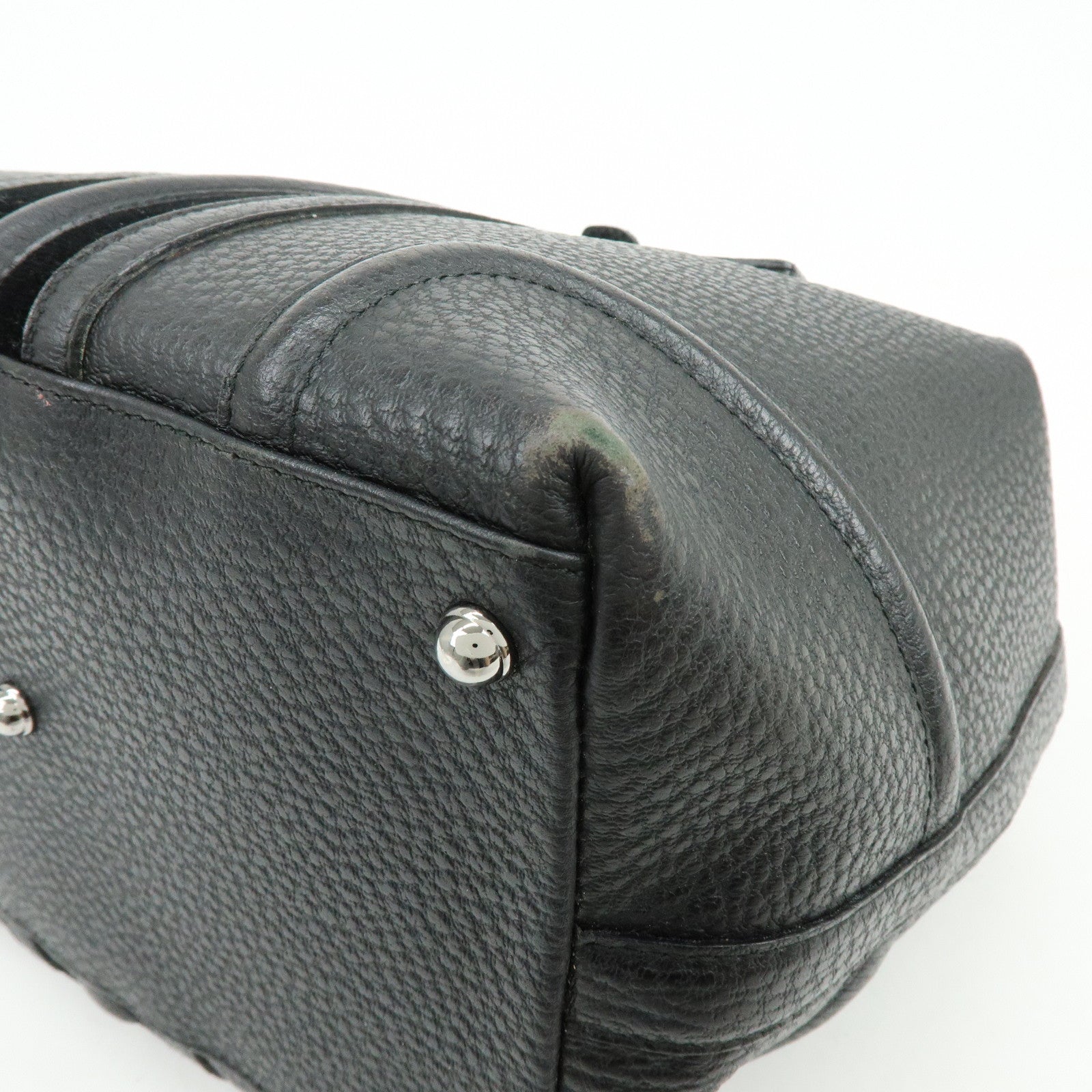 GUCCI Leather Velor Hand Bag Doctor's Bag Shoulder Bag Black 146002