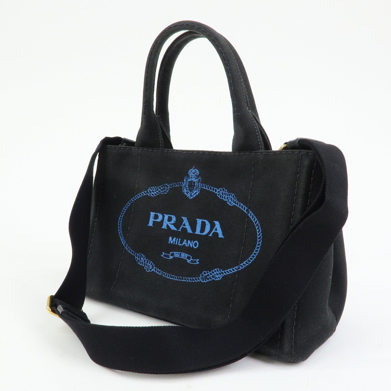 PRADA Triangle Logo Canapa Mini Canvas 2Way Bag Hand Bag 1BG439