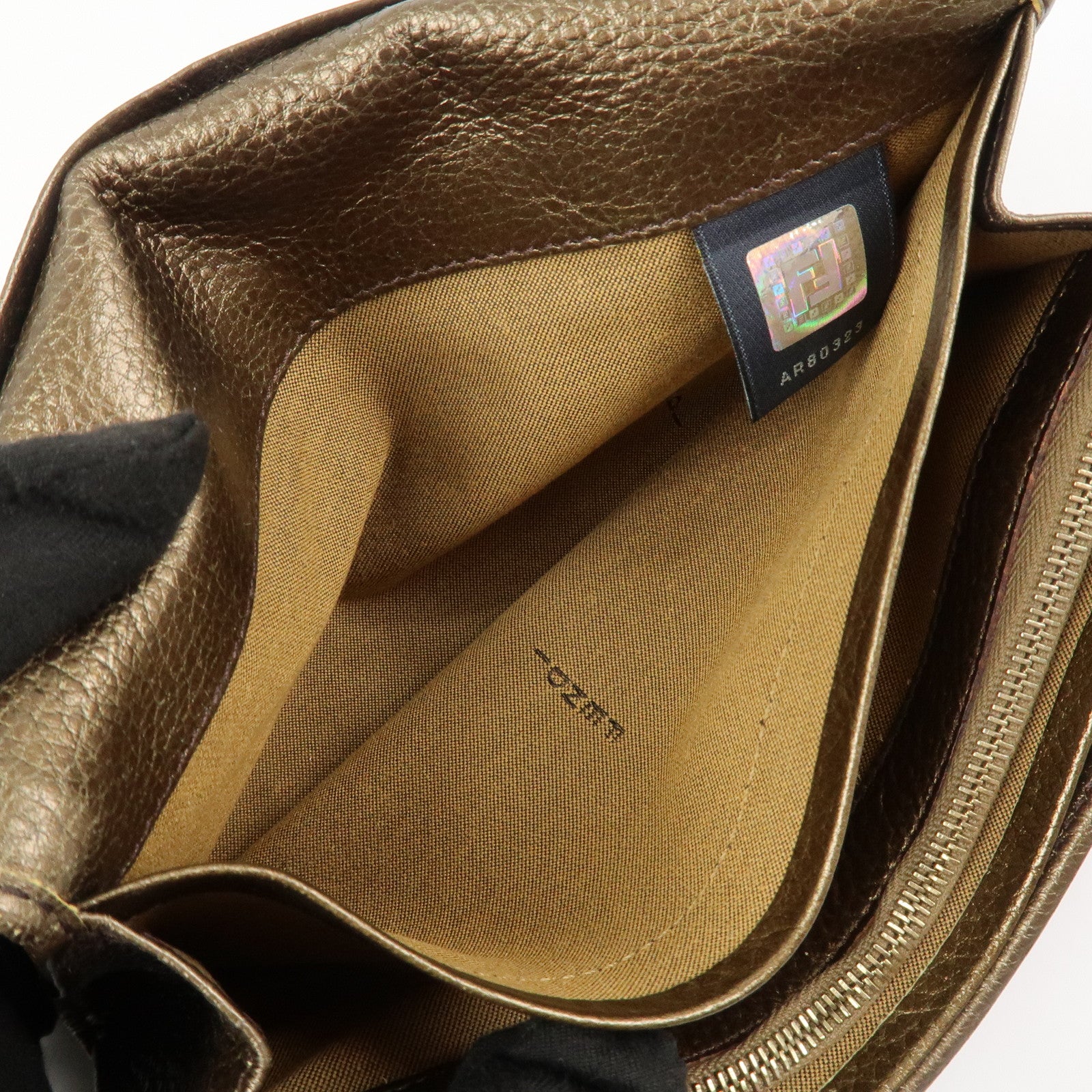 FENDI Zucca Canvas Leather Bi-fold Long Wallet Brown Gold 8M0000